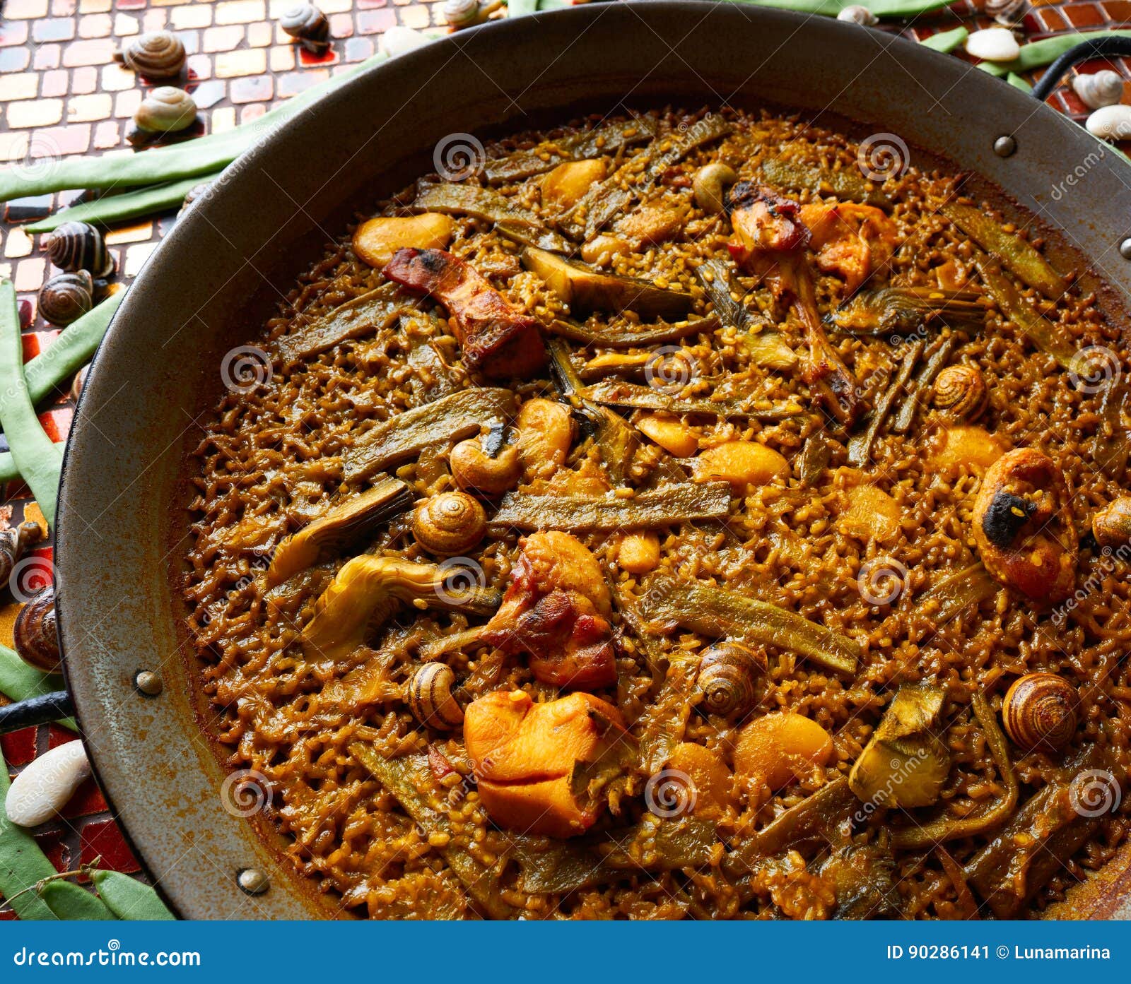 Valencian Paella with Chicken and Rabbit Stock Image Image of dish