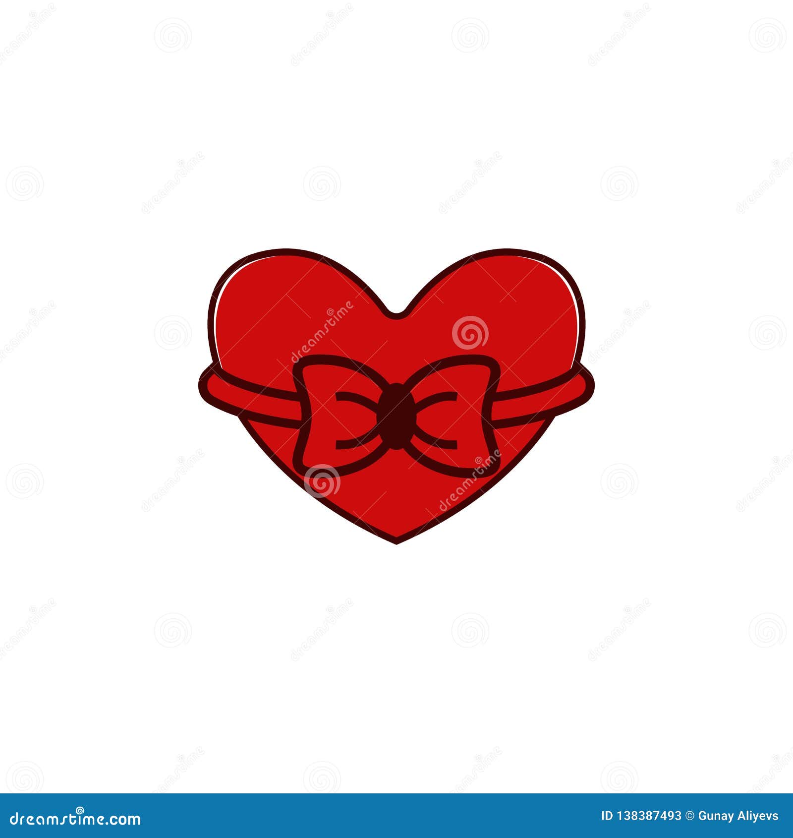 Red Ribbon Heart Valentines Love Sign Stock Photo - Image of