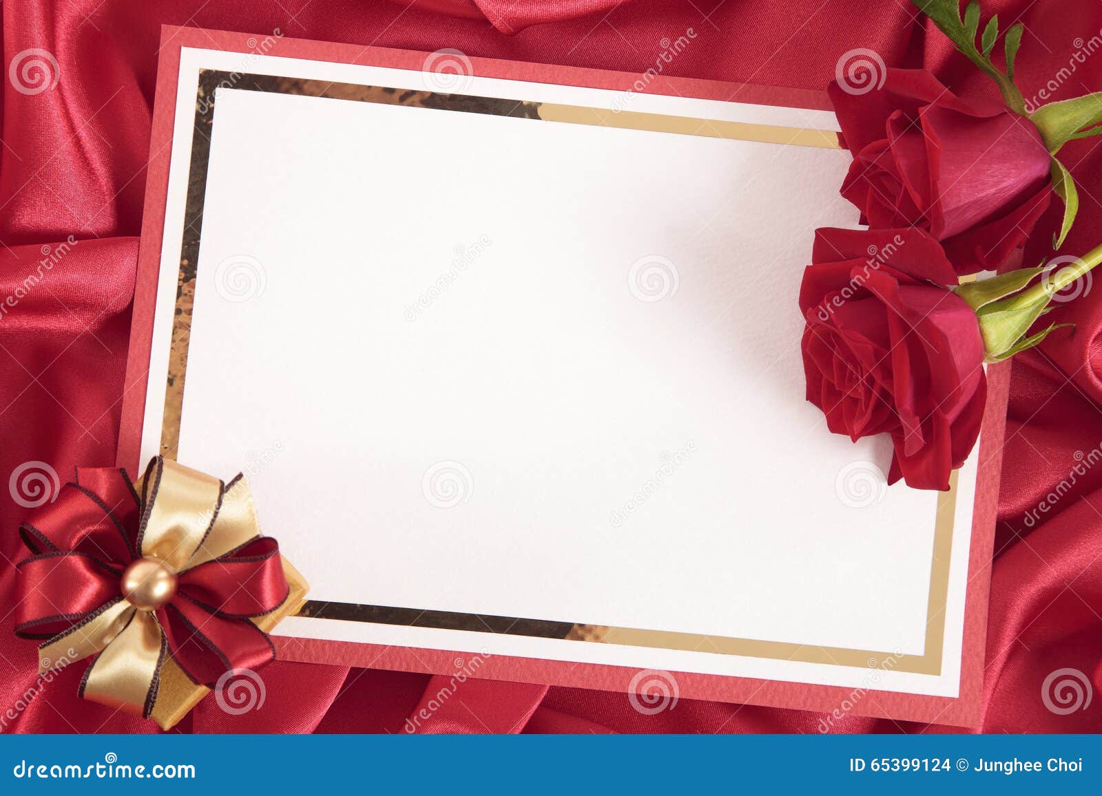 Valentine Blank Card with Roses and Gift Box Stock Photo Image of