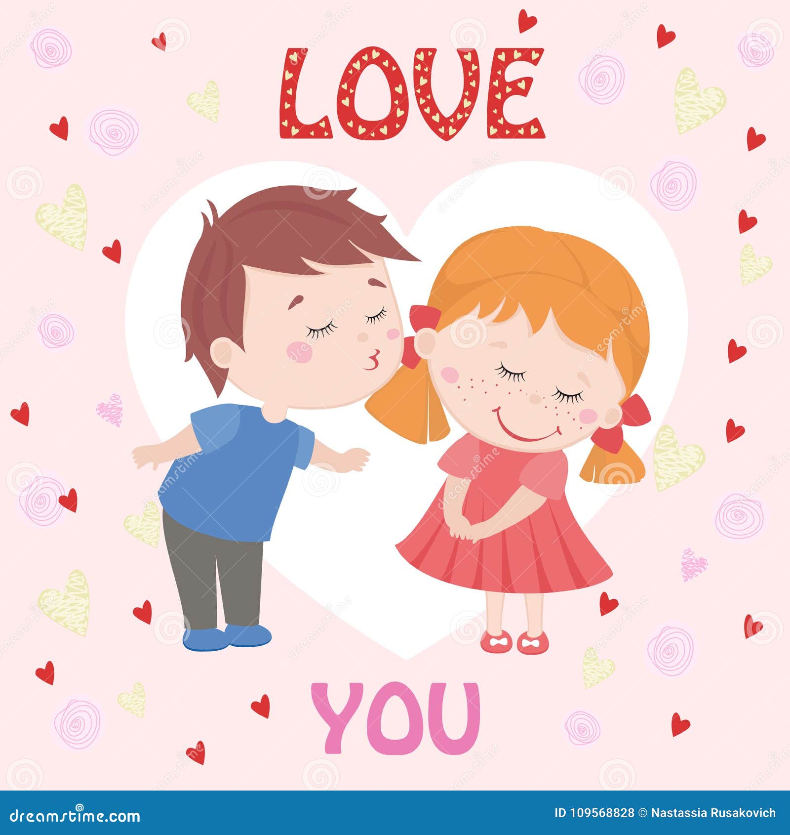 Valentine Boy And Girl In Love Cartoon Kids Stock Vector Illustration Of Happiness Card