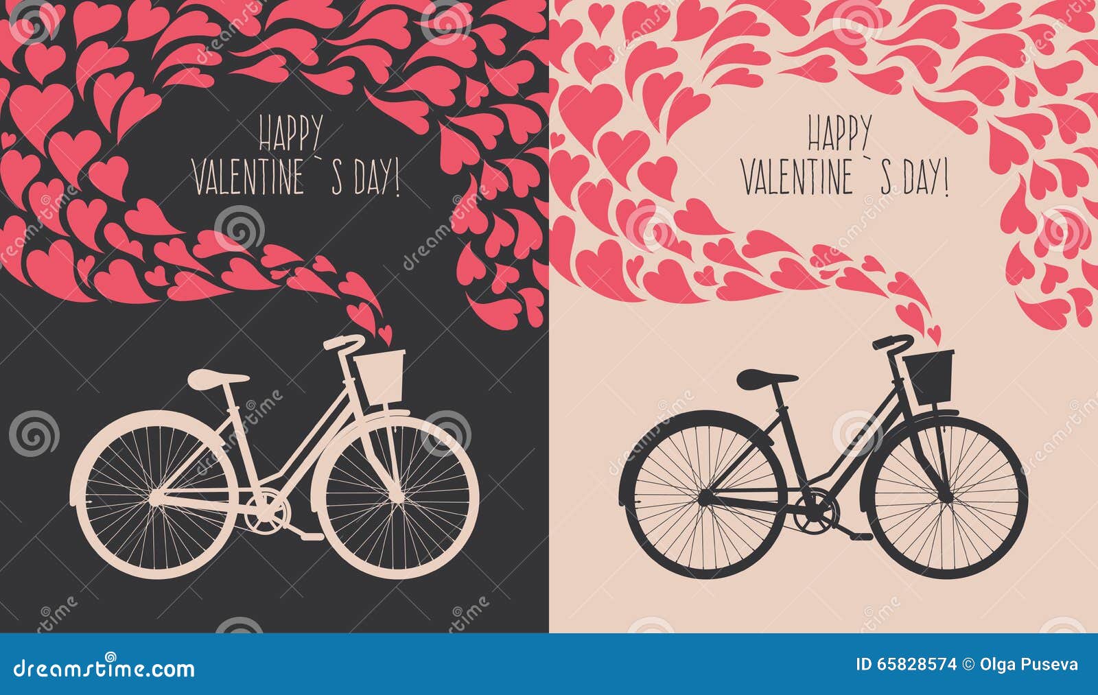 Valentine card with bike stock vector. Illustration of style 65828574