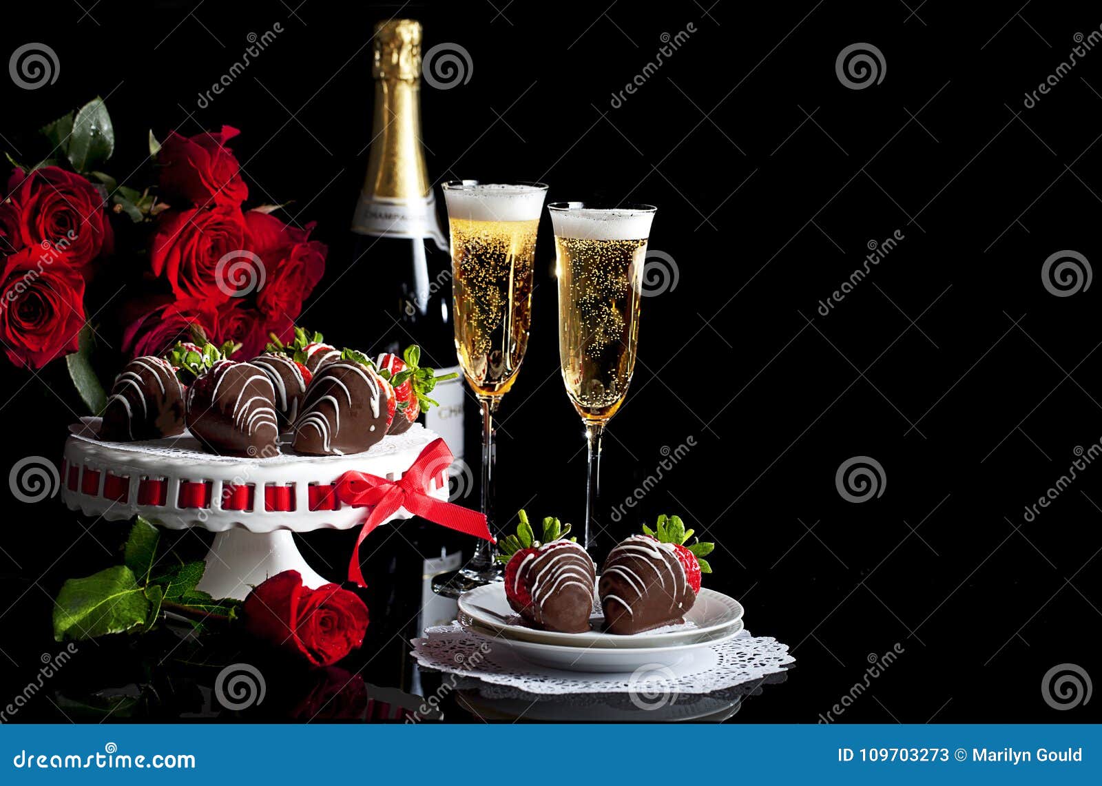 valentine champagne roses chocolate covered strawberries