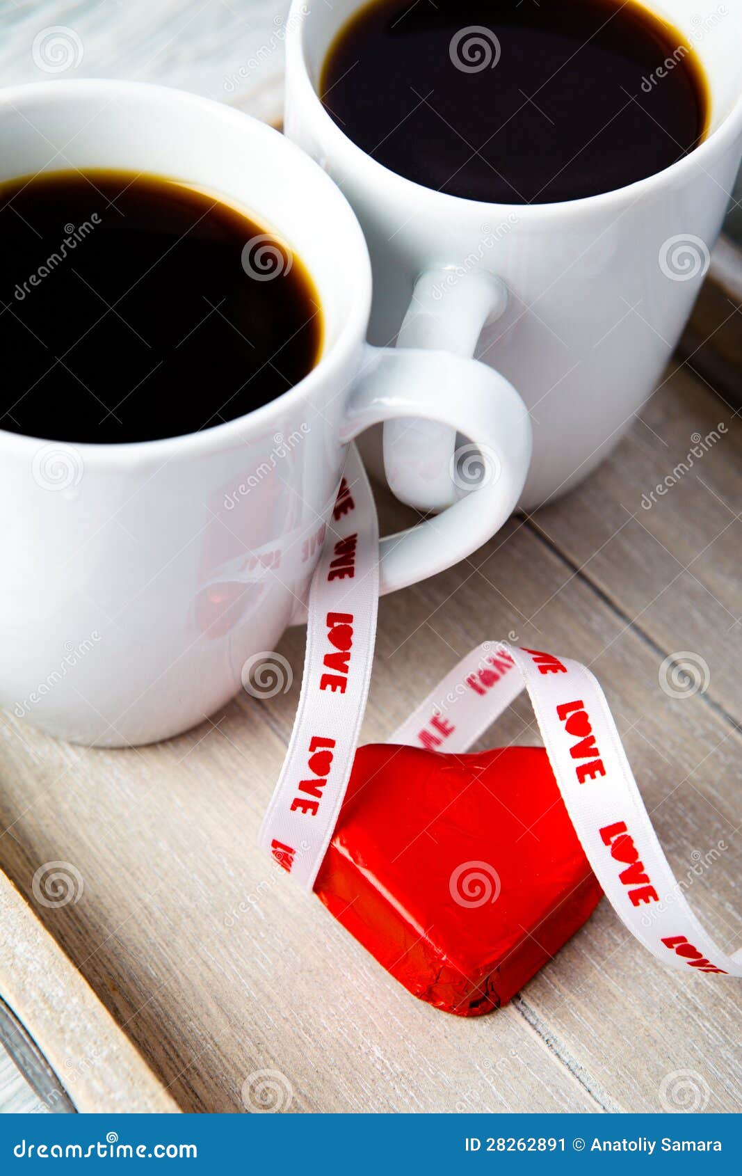 Valentine Coffee Cups with Heart Stock Image Image of breakfast, love 28262891