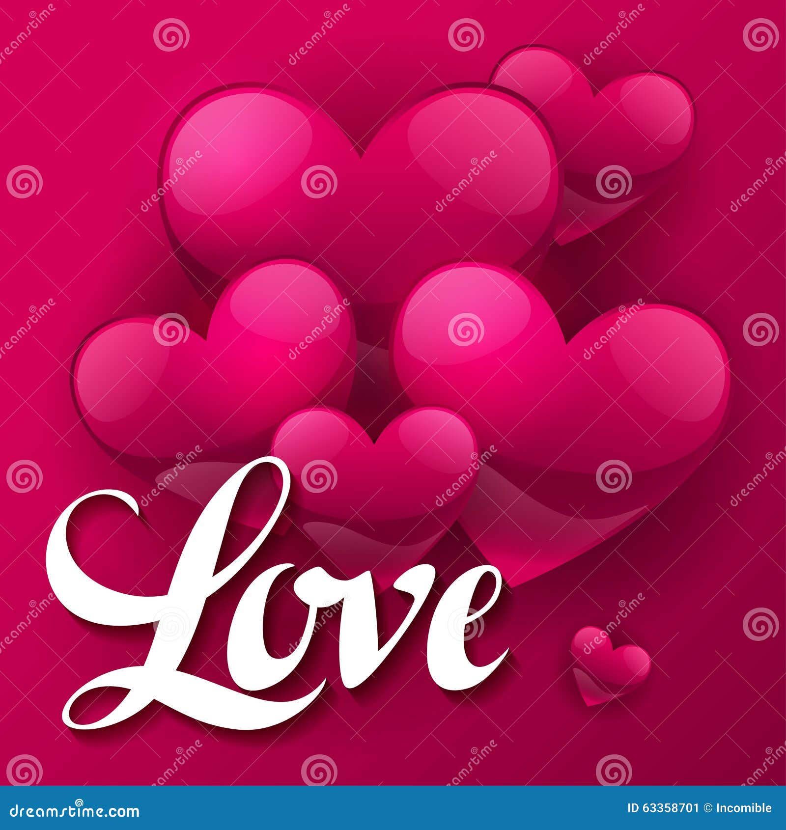 Valentine Day Background with Word Love and Hearts Stock Vector ...