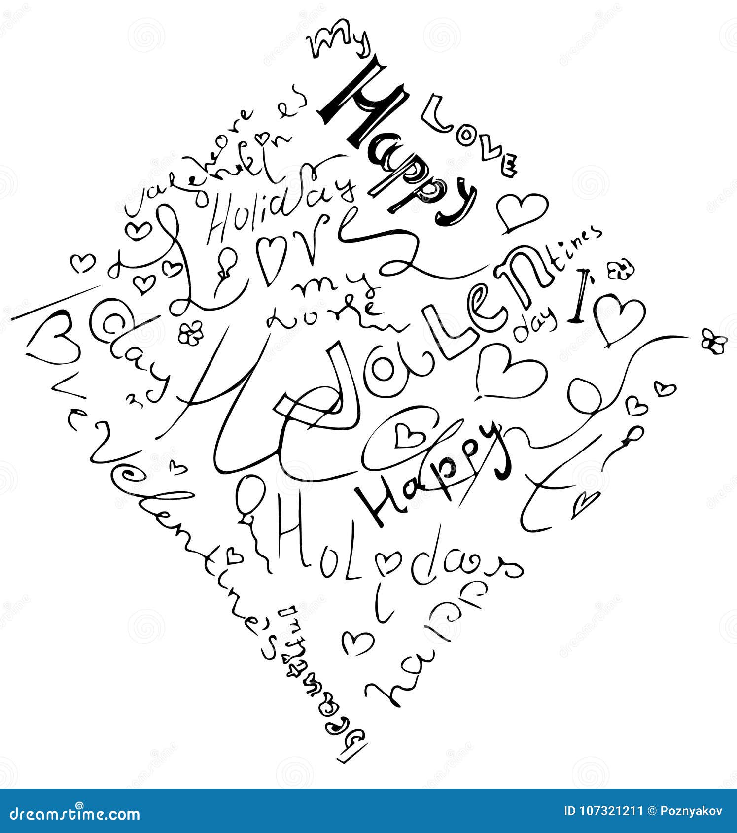 valentine day heart from symbol stock vector illustration of happy valentines day black and white words