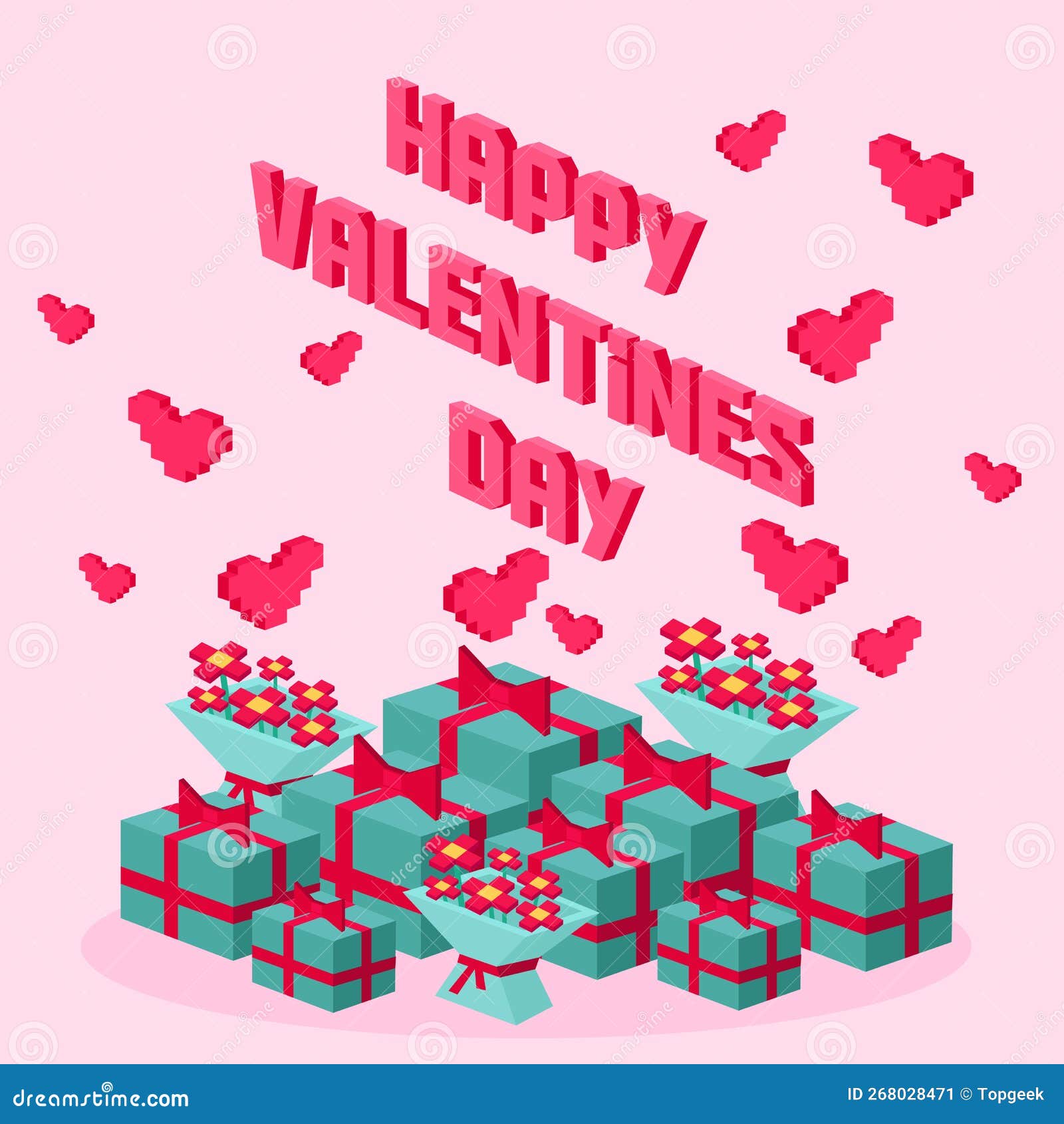 Valentine Day Pixel Concept 3d Regali Per Fidanzato E Moglie E Marito  Illustrazione Vettoriale - Illustrazione di cuore, regalo: 268028471