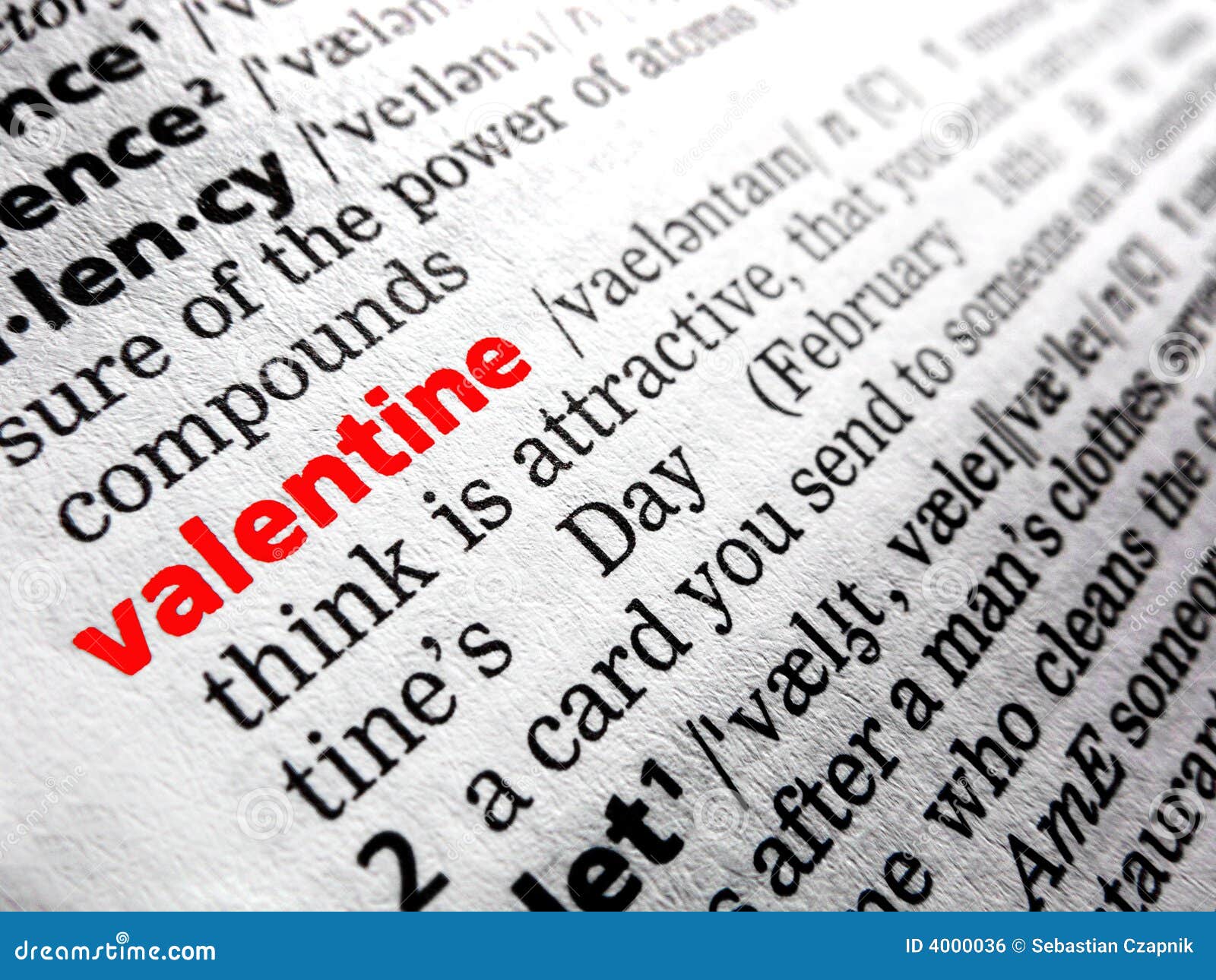 Valentine in dictionary stock photo. Image of bold, closeup 4000036
