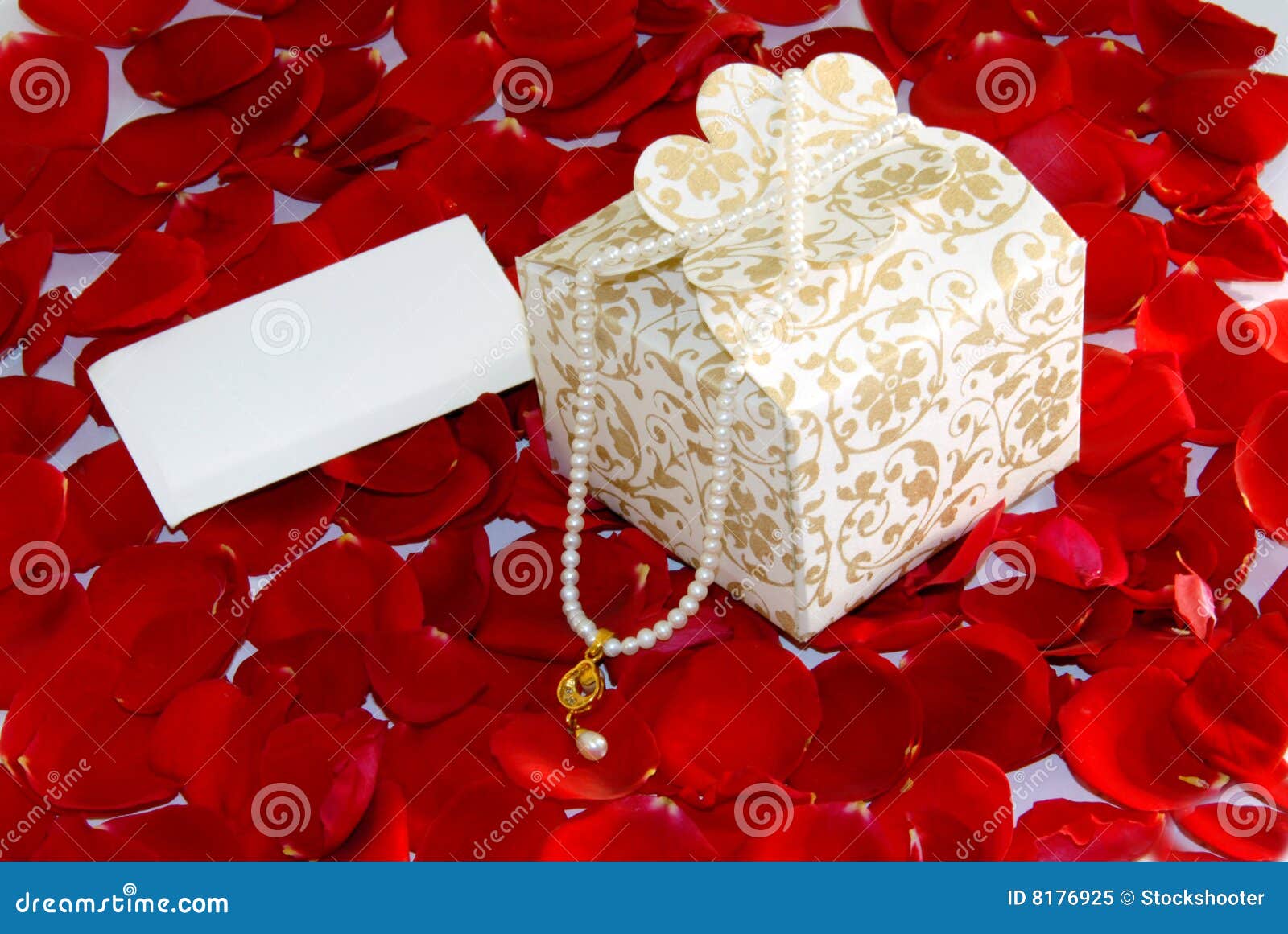 Valentine Gift Pearl on Rose Petals Stock Image Image of flower, bead