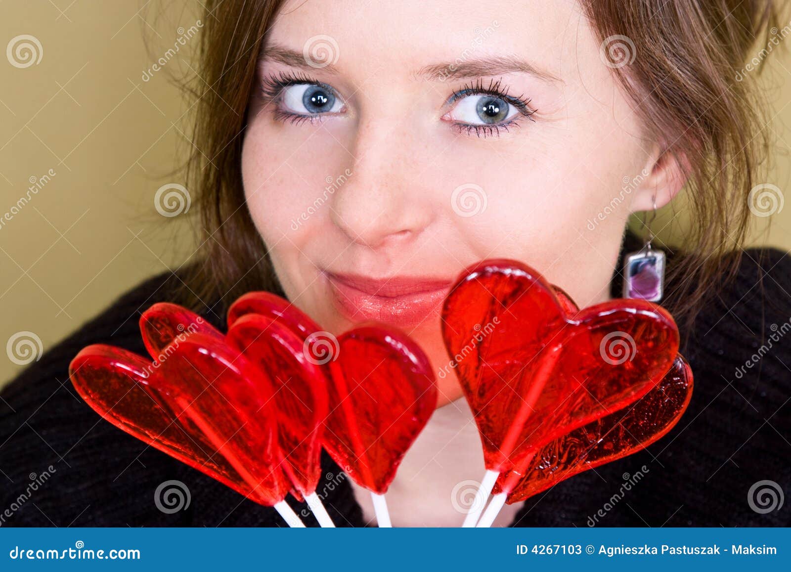 Valentine girl stock image. Image of hearts, smiling, flirting 4267103