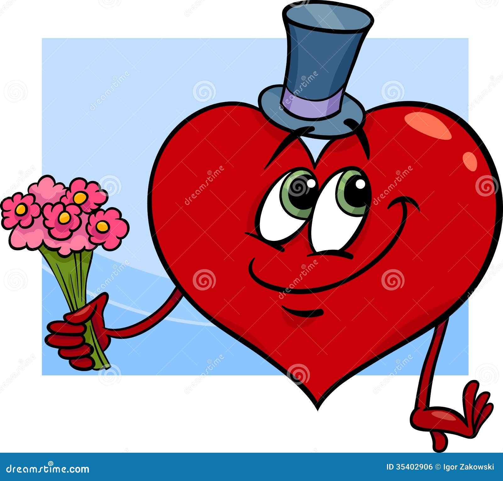 Valentine Heart With Flowers Cartoon Stock Vector Image