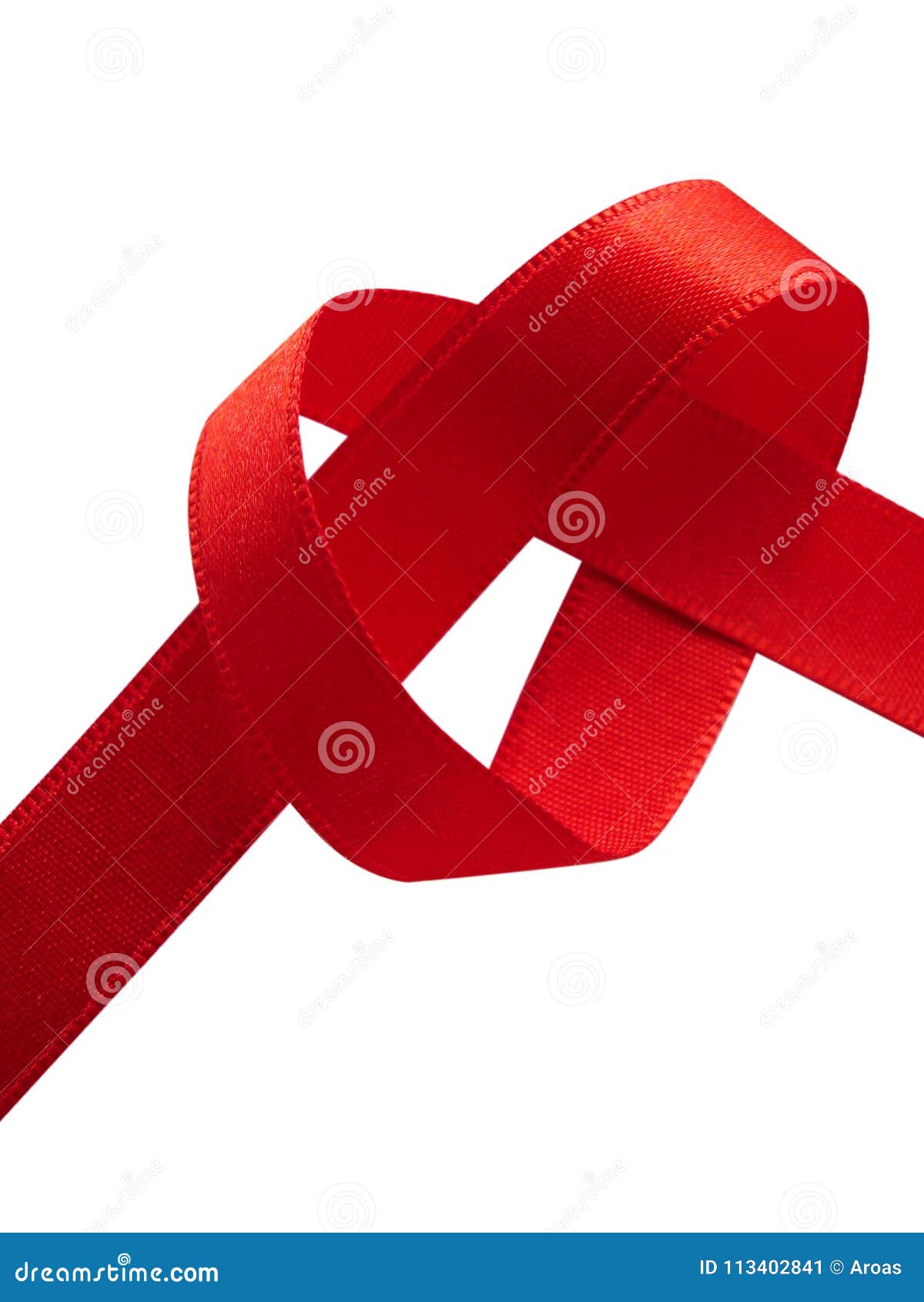 Valentine Heart Red Silk Ribbon-Liefdesymbool Stock Afbeelding - Image ...