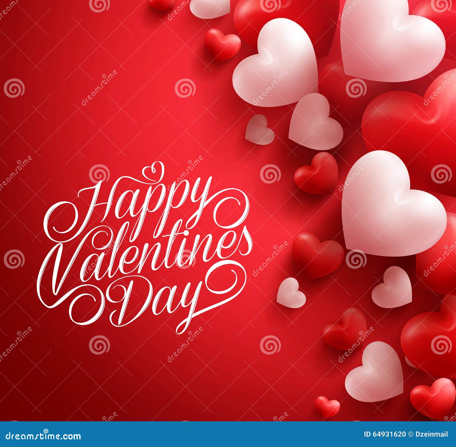 valentine hearts in red background floating with happy valentines day greetings