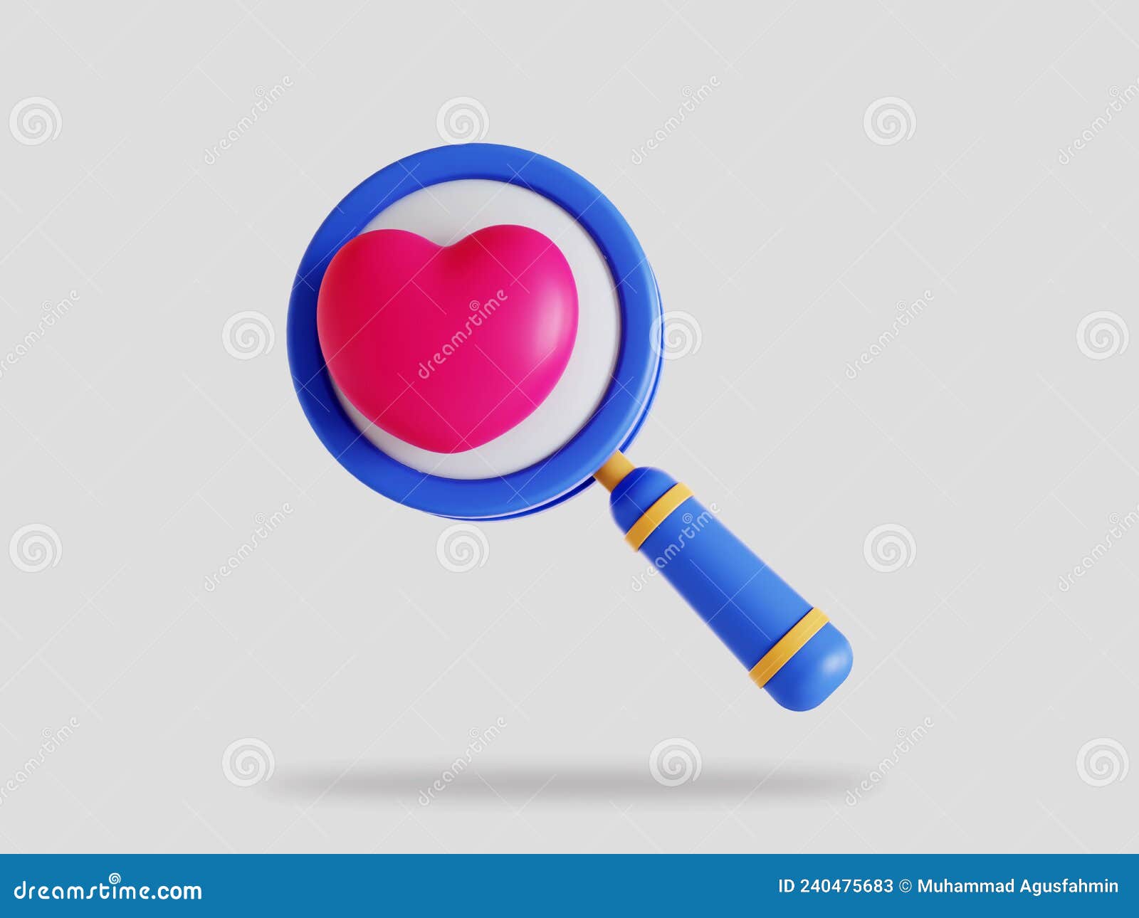 Valentine Looking for Love 3d Render Illustration Isolated Stock