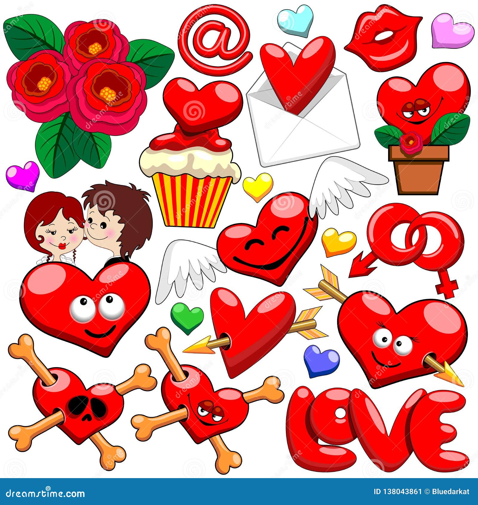 Valentine's Day Love Hearts Cute Doodles - Valentines Day Doodles - Sticker