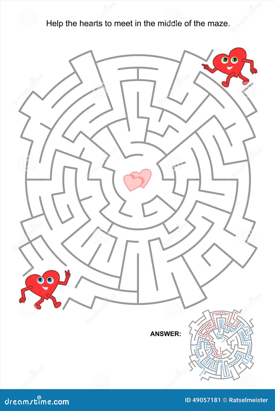 Valentine maze stock vector. Illustration of puzzles - 49057181