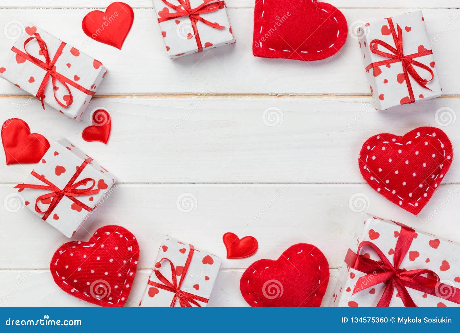 Valentine or Other Holiday Handmade Present in Paper with Red Hearts ...