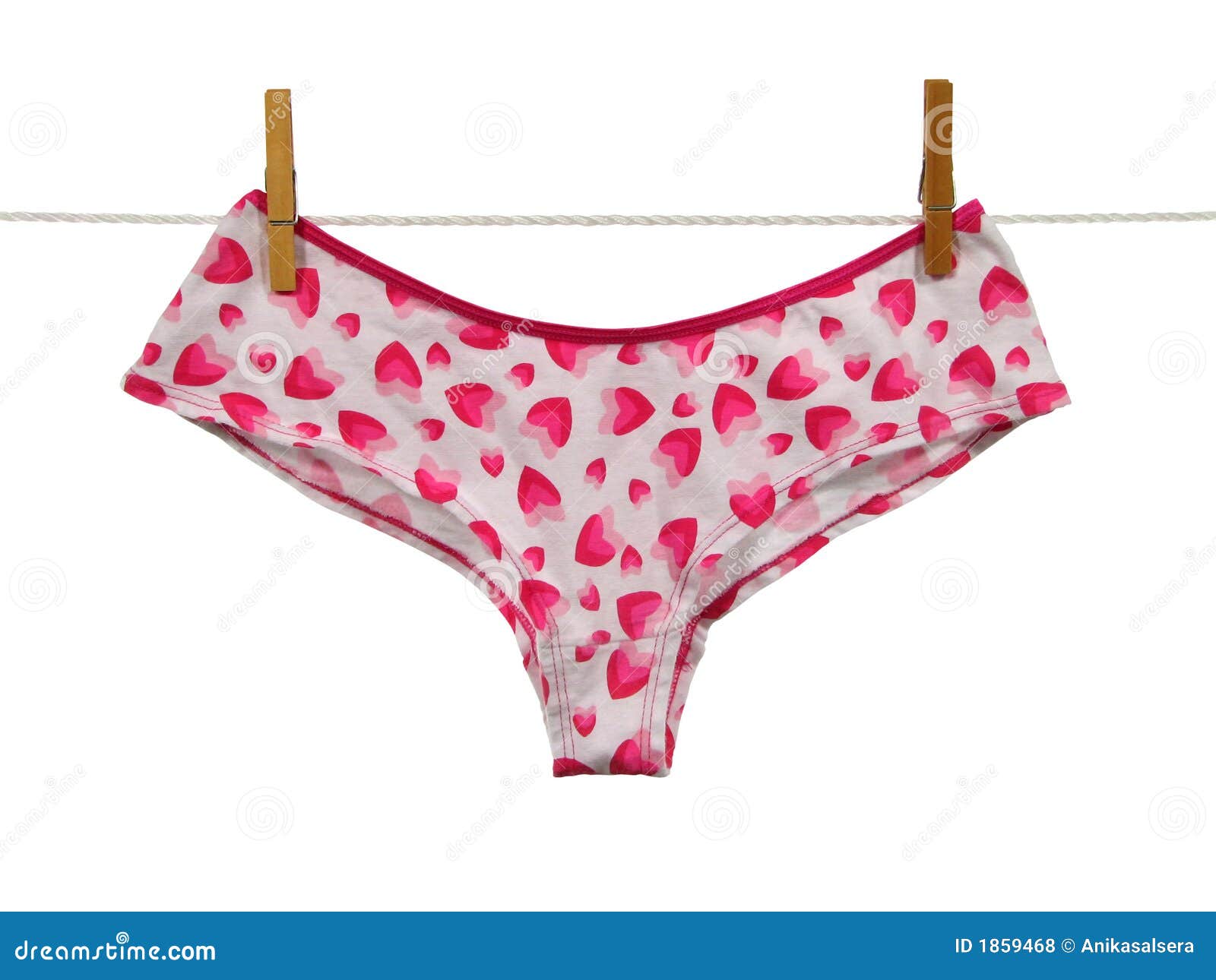 Valentine Panties On A Clothes Line (+clipping Path) Stock Photo