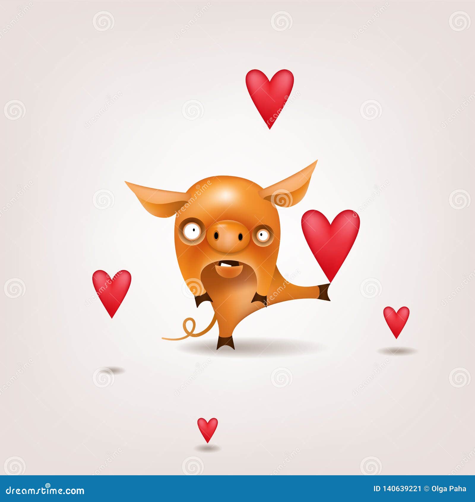Download Valentine pig with hearts stock vector. Illustration of ...