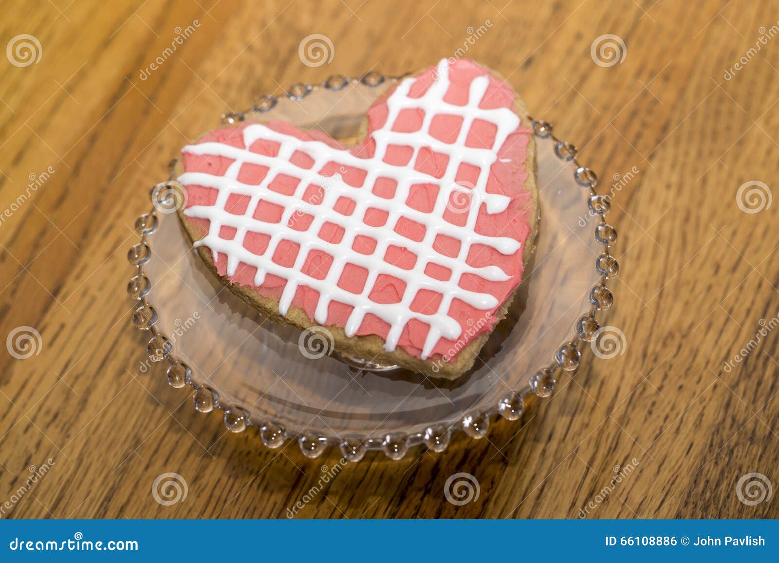 Valentine Pink White Heart Sugar Cookie with Lattice. Stock Photo ...