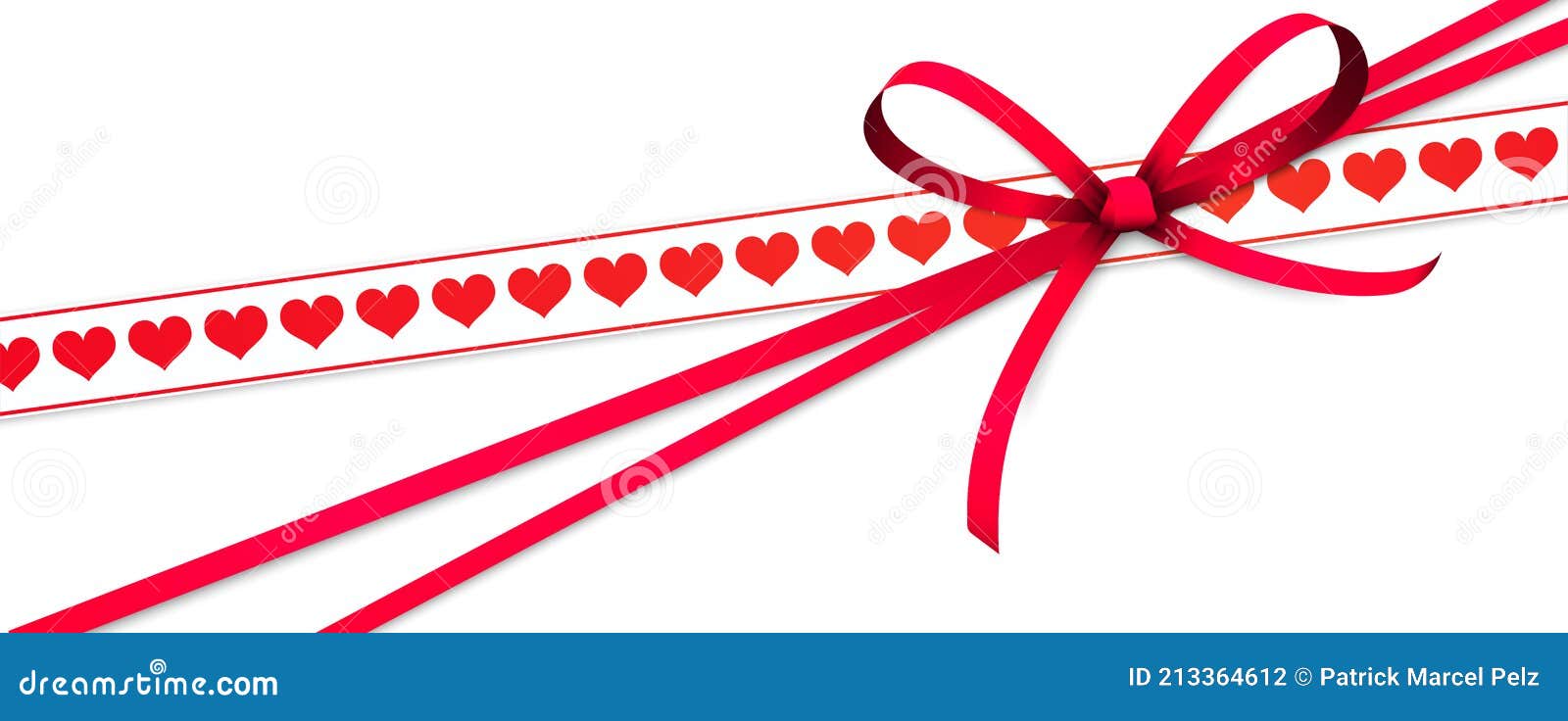 Valentine Ribbon Bow with Hearts String Stock Vector