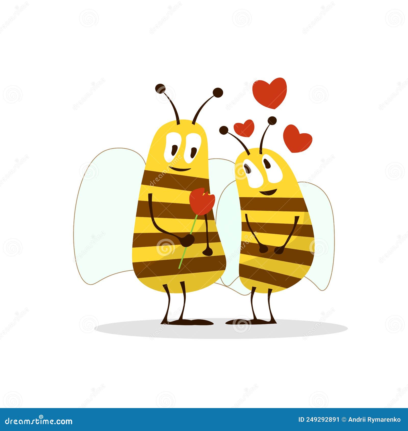 Valentine`s Day Background with Cute Bees Cartoon and Heart Sign Symbol on  White Background Vector Illustration. Love Bee Stock Vector - Illustration  of heart, honeycomb: 249292891
