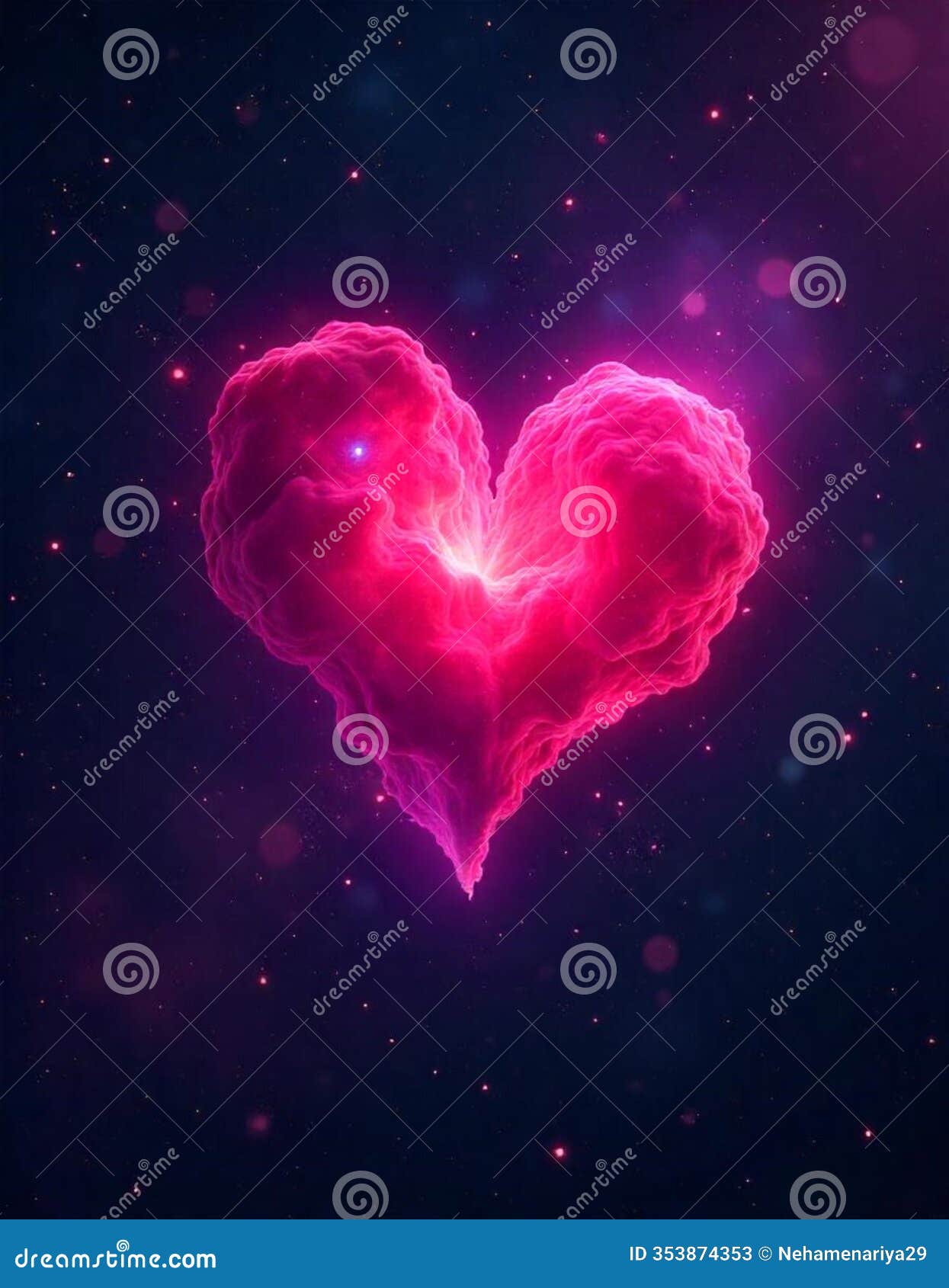 valentine's day background two hearts in the night sky with stars and nebula. love concept.
