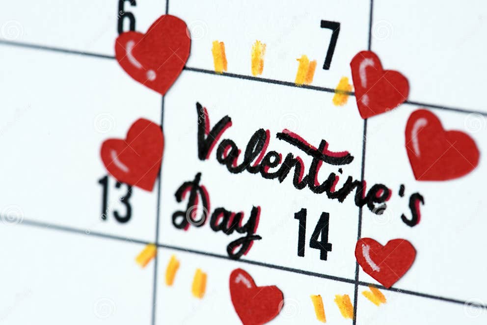 Valentine`s Day Calendar Reminder Stock Photo Image of calendar, plan