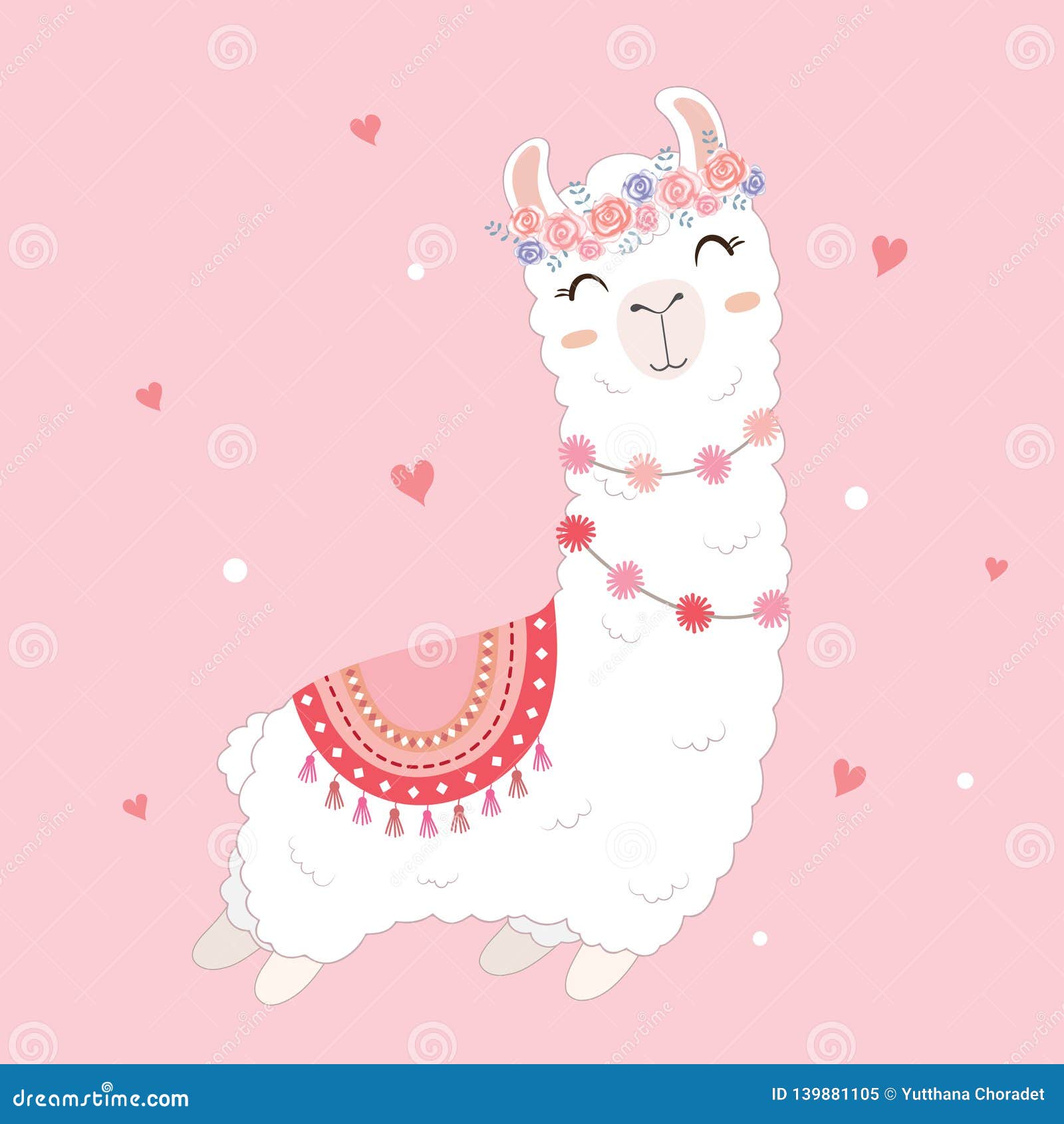 valentine`s day card featuring a cute llama