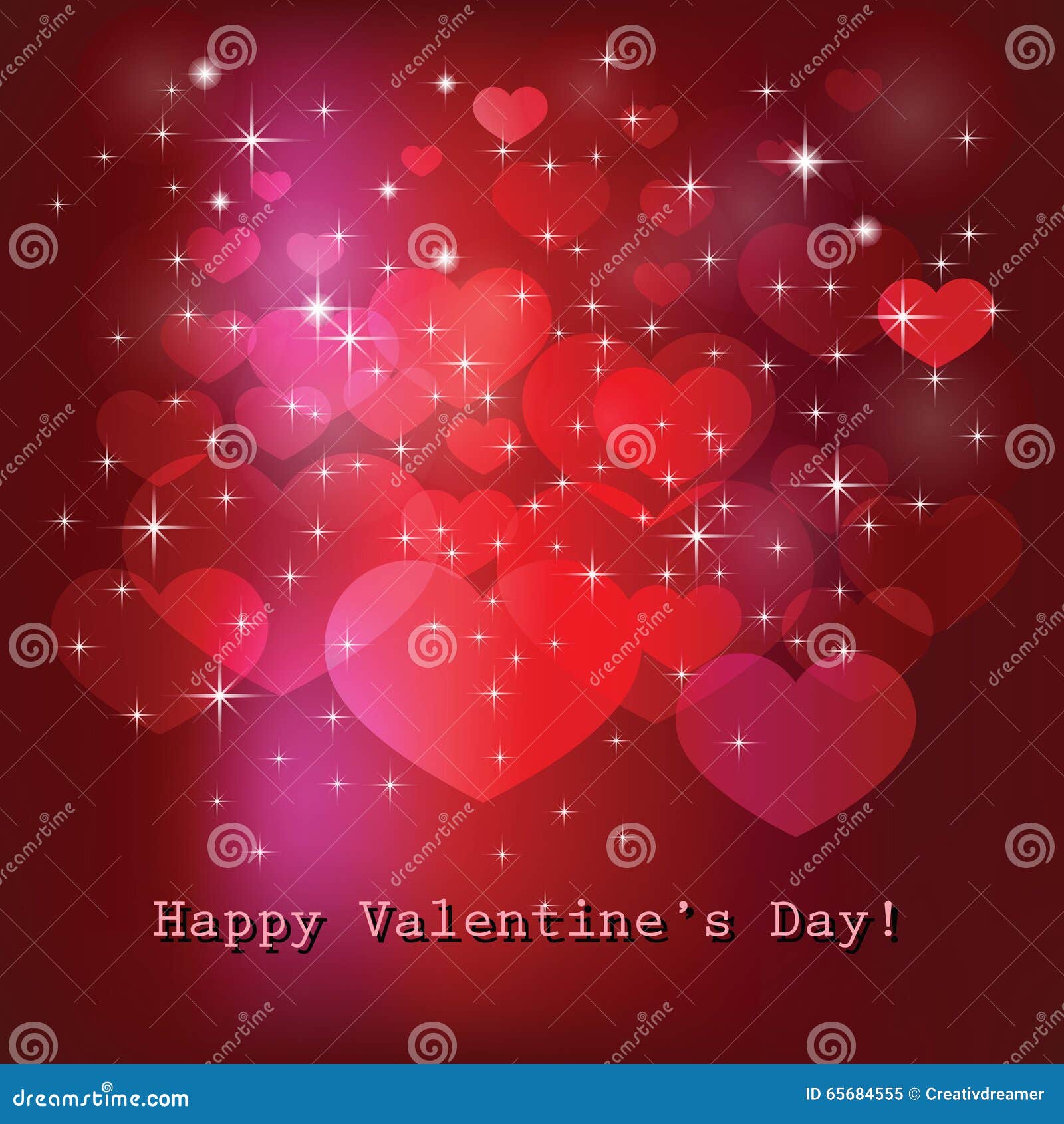 Valentine S Day Card with Hearts and Stars. Vector Stock Vector