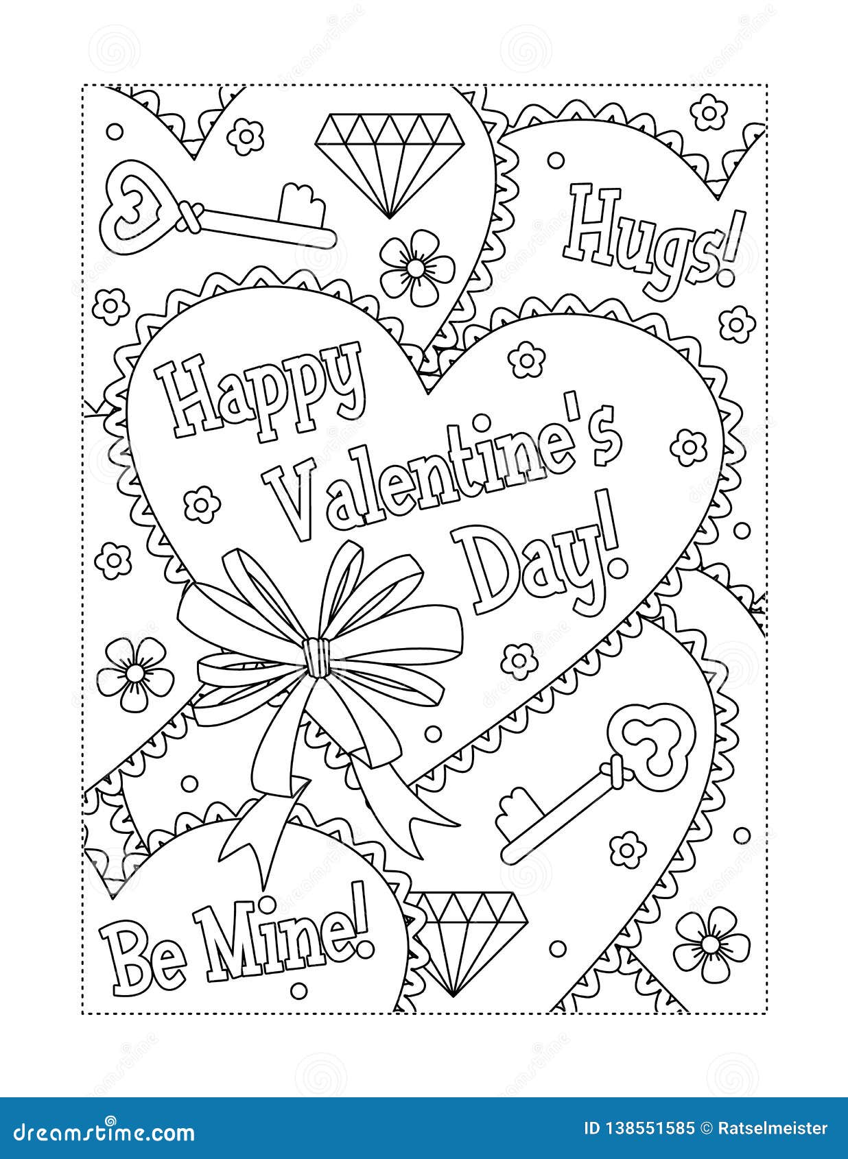 Valentine`s Day Coloring Page Stock Vector   Illustration of ...