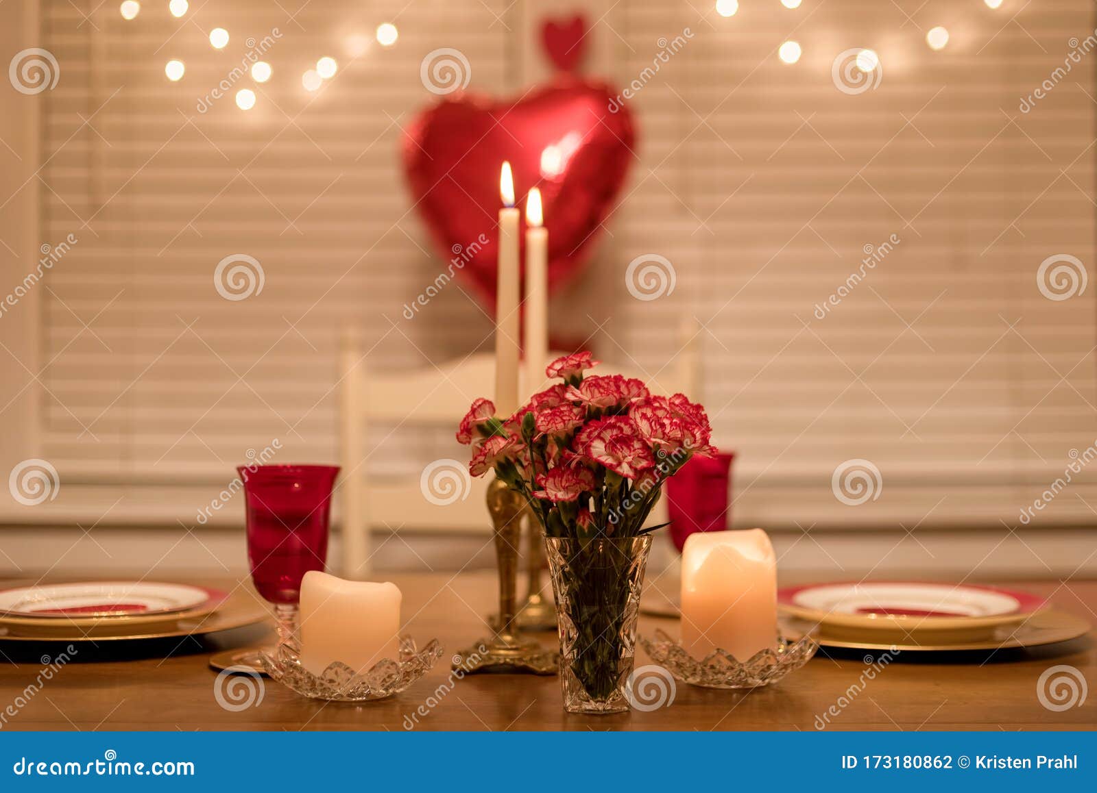 Valentine`s Day Dinner at Home by Candlelight Stock Photo Image of