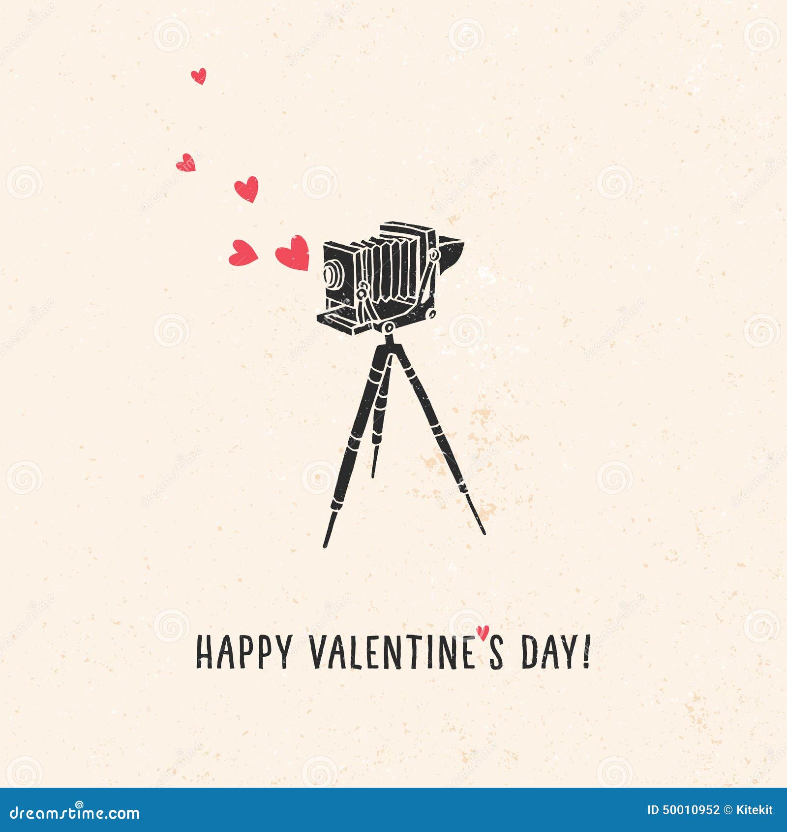 Valentine's Day Greeting Card With Old Vintage Camera, Hearts Stock Vector ...1300 x 1390