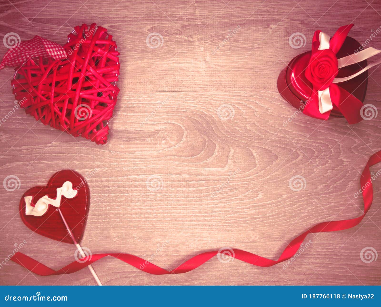Valentine`s Day Heart Gift Box and Sweet Lollipop Stock Photo - Image ...