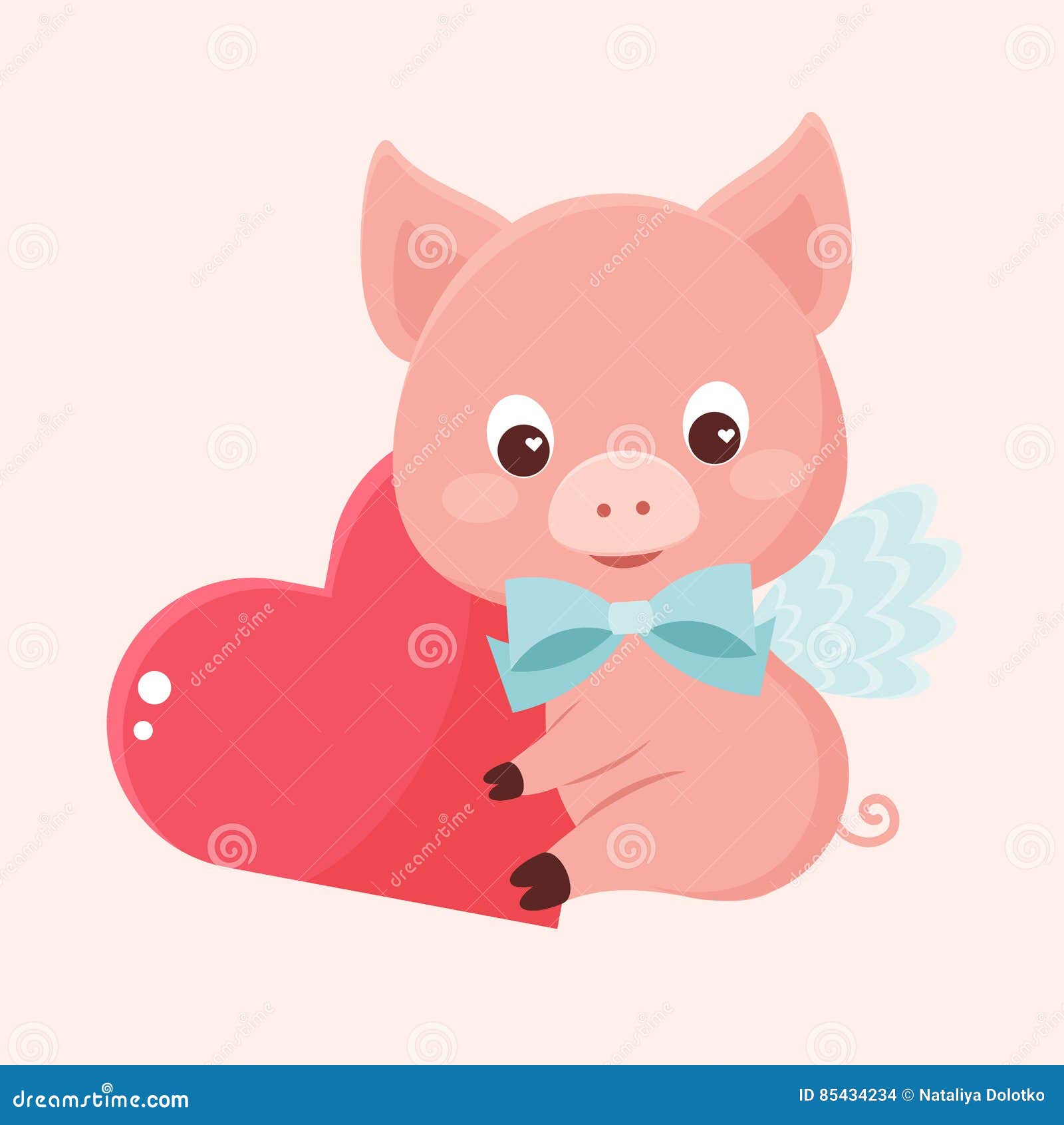 Download Valentine`s Day Pig stock vector. Illustration of poster ...
