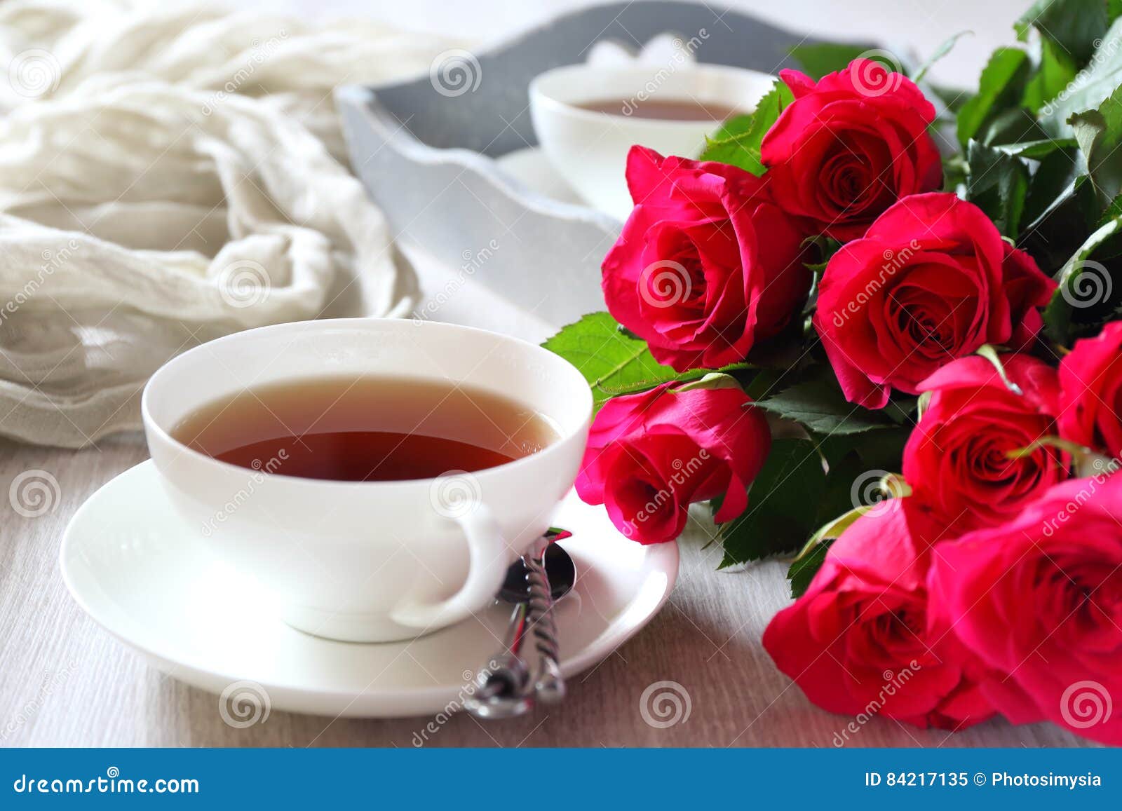 Valentine`s Day: Romantic Morning Tea for Two Stock Image - Image ...