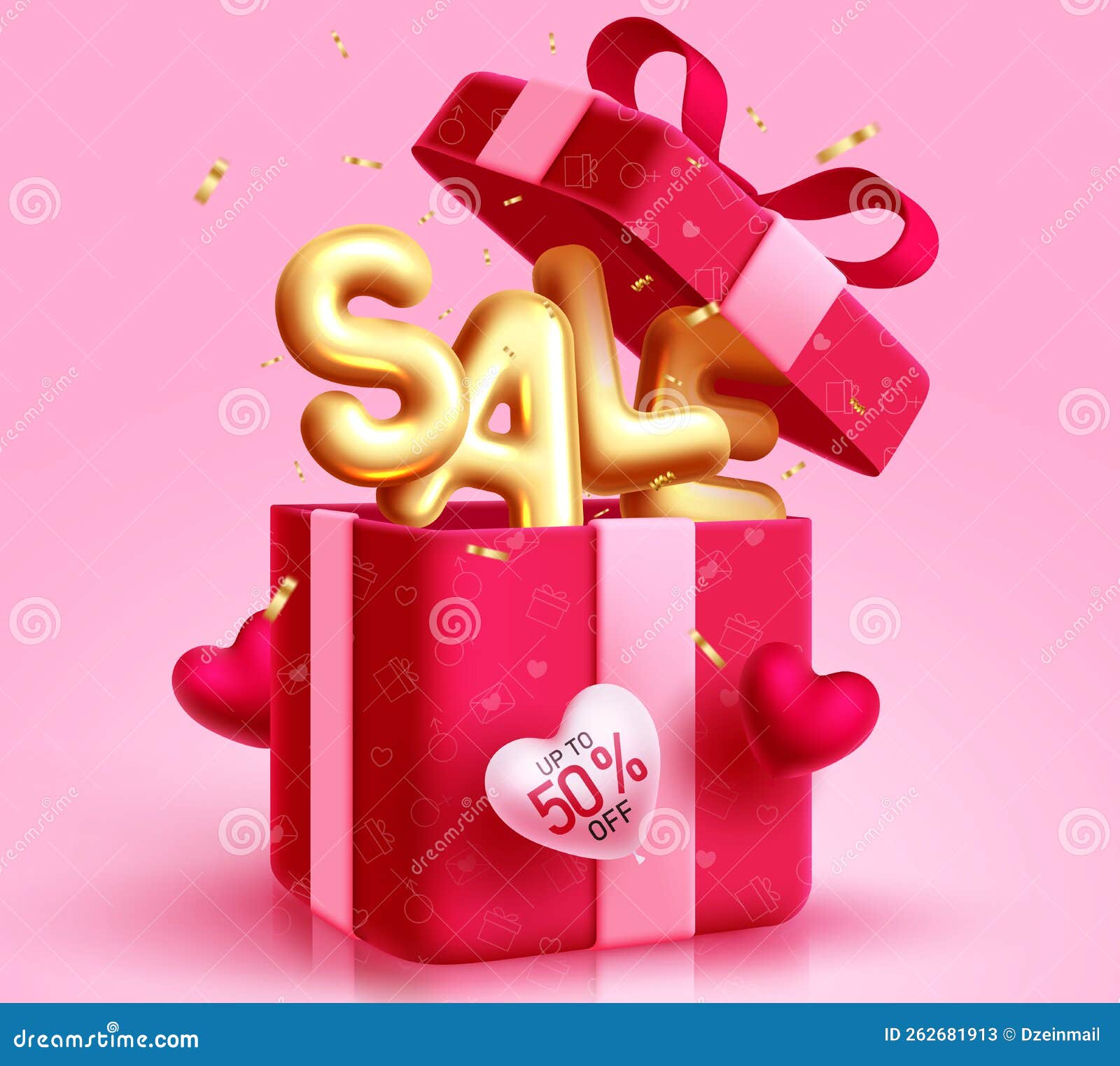 valentine`s day sale  concept . valentine`s gift shopping box for hearts day occasion