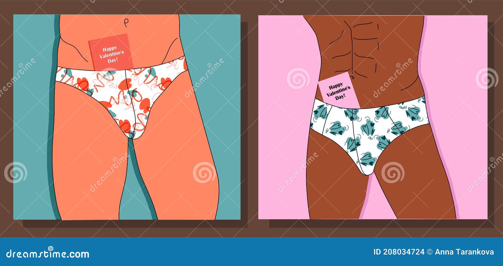 Valentine S Day. Man. Men S Underwear Stock Vector - Illustration