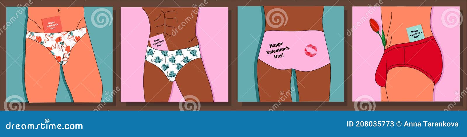 Valentine S Day. Man. Men S Underwear Stock Vector - Illustration