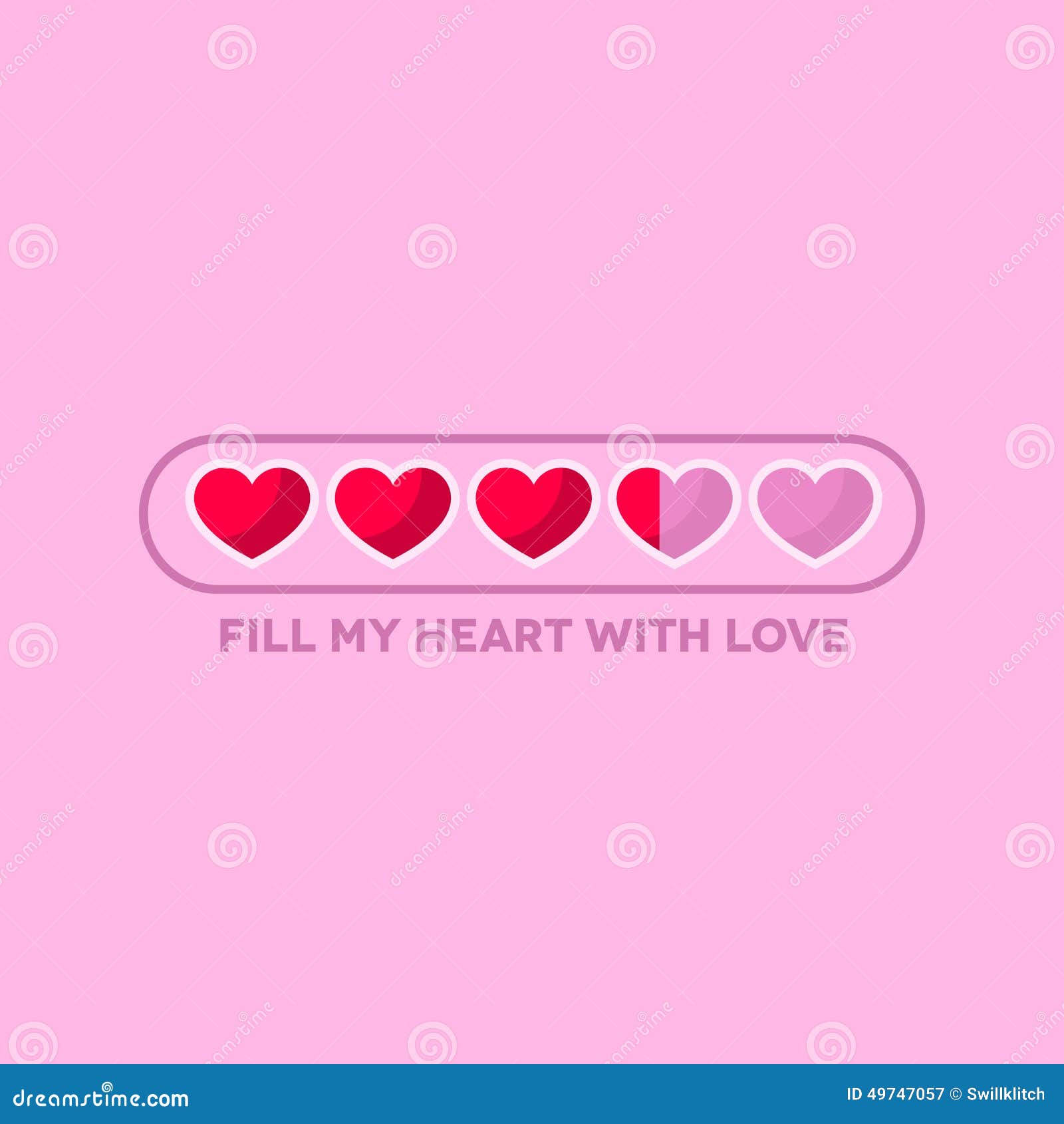 Valentine S Day Status Bar with Flat Hearts Stock Vector Illustration