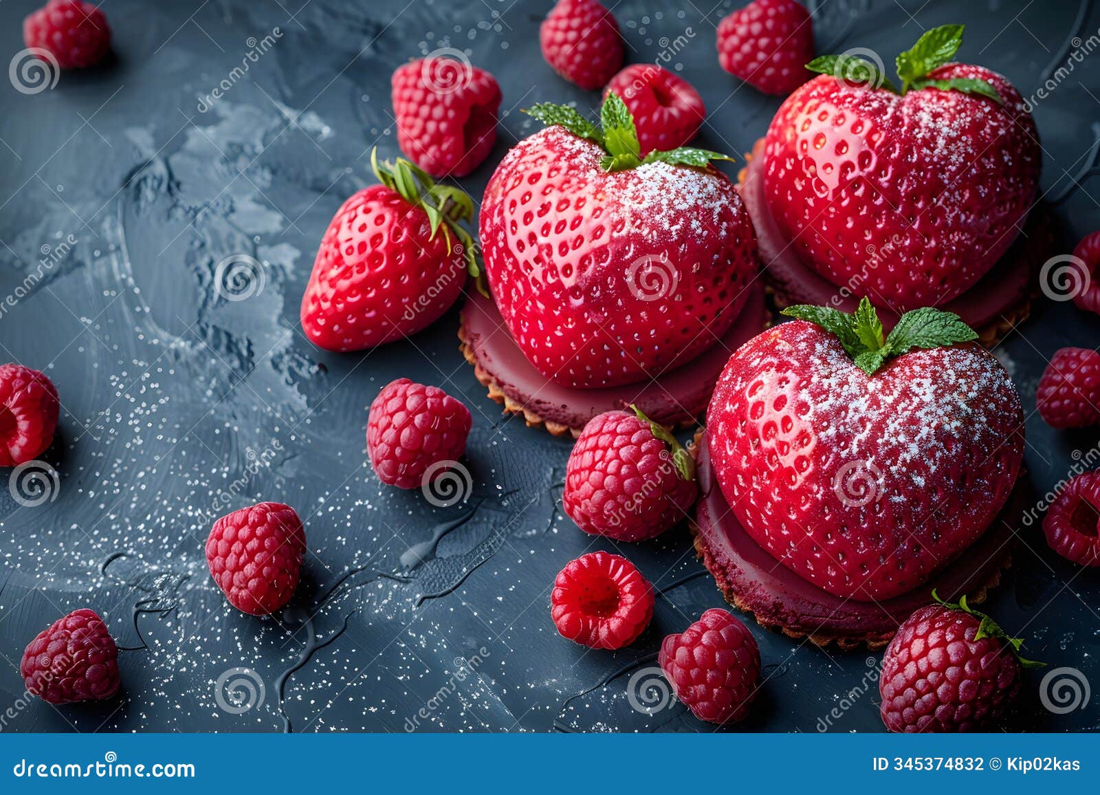 valentine's day strawberry and raspberry dessert arrangement for culinary art  generative ai