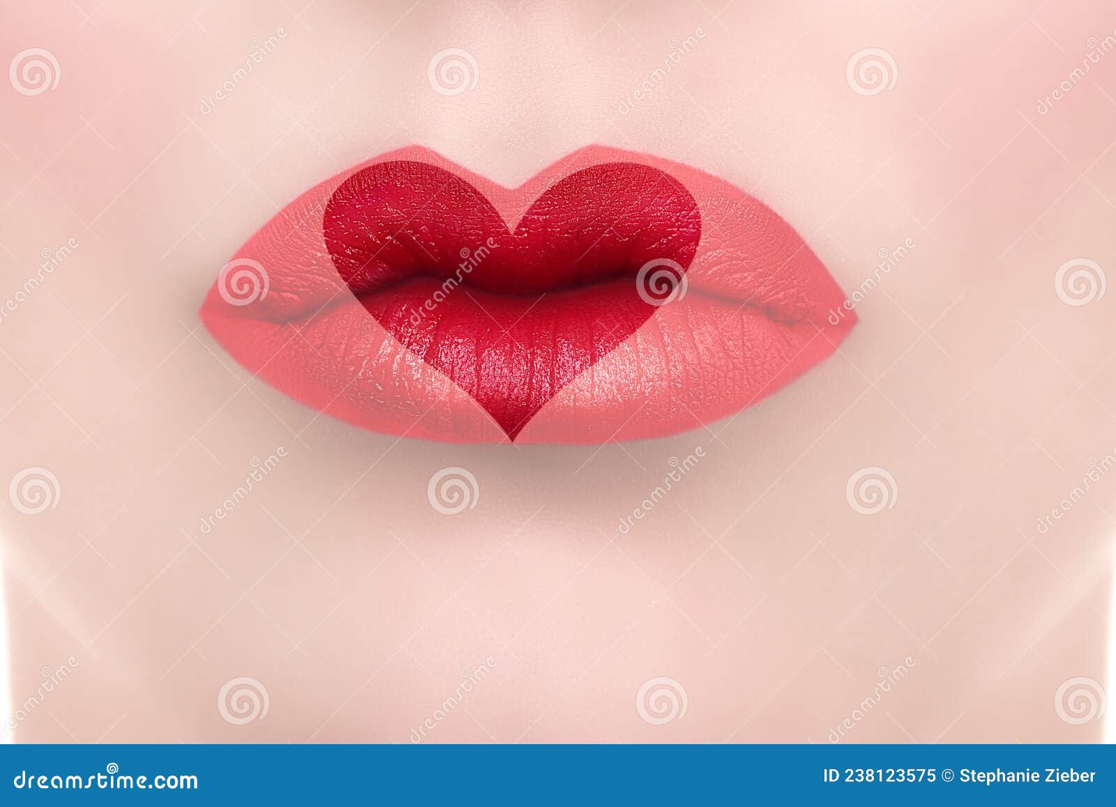 creative valentine`s day heart lips kiss lipstick ad