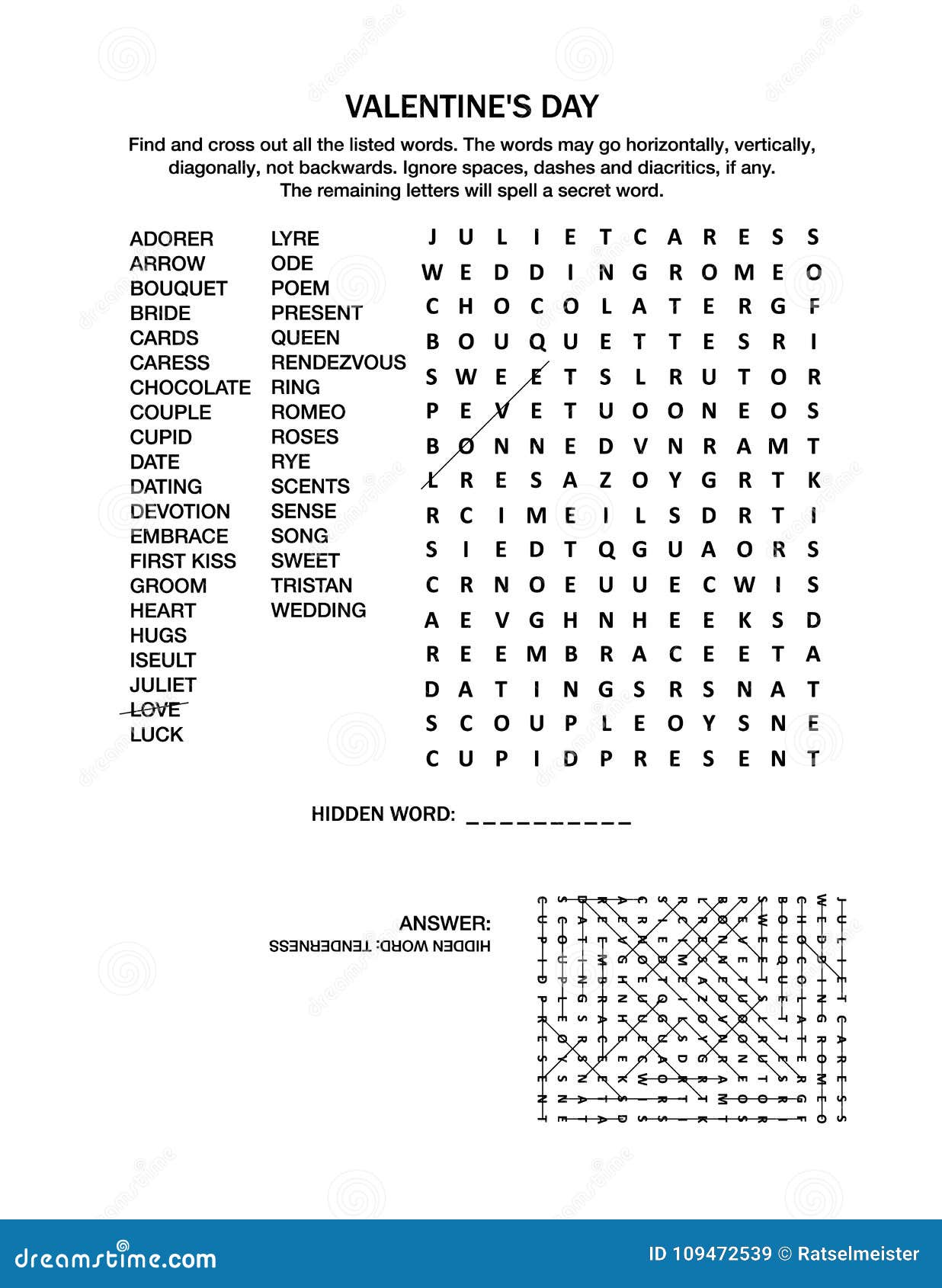 valentine`s day word search puzzle