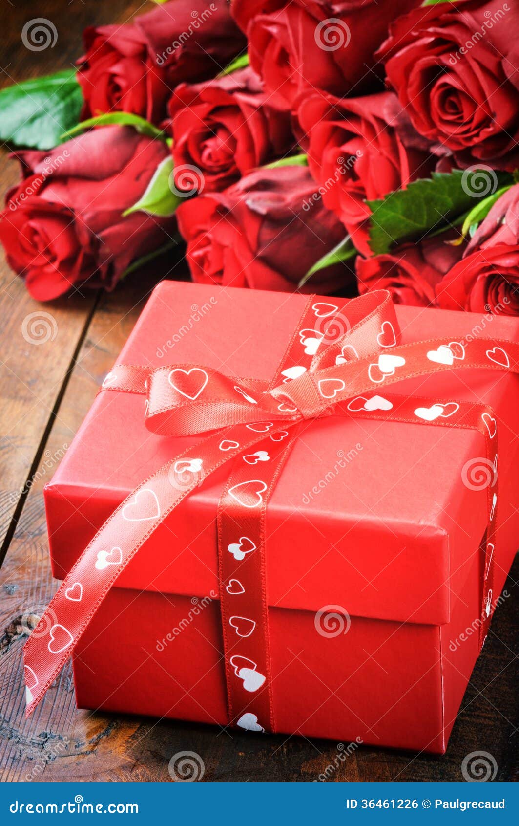 Valentine S Gift Box with Red Roses Stock Photo Image of elegant