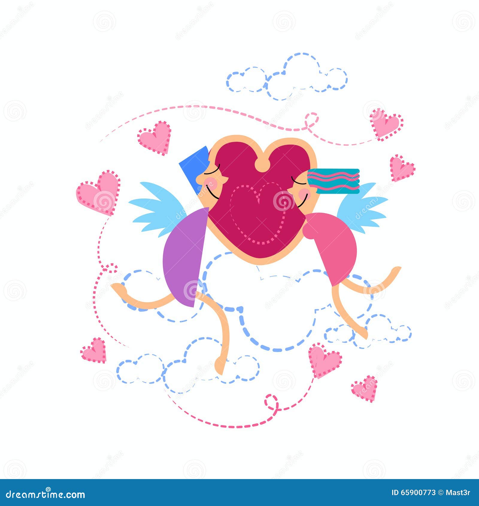 Valentine's Sketch Hand Draw Doodle Angels Couple Holding ...
