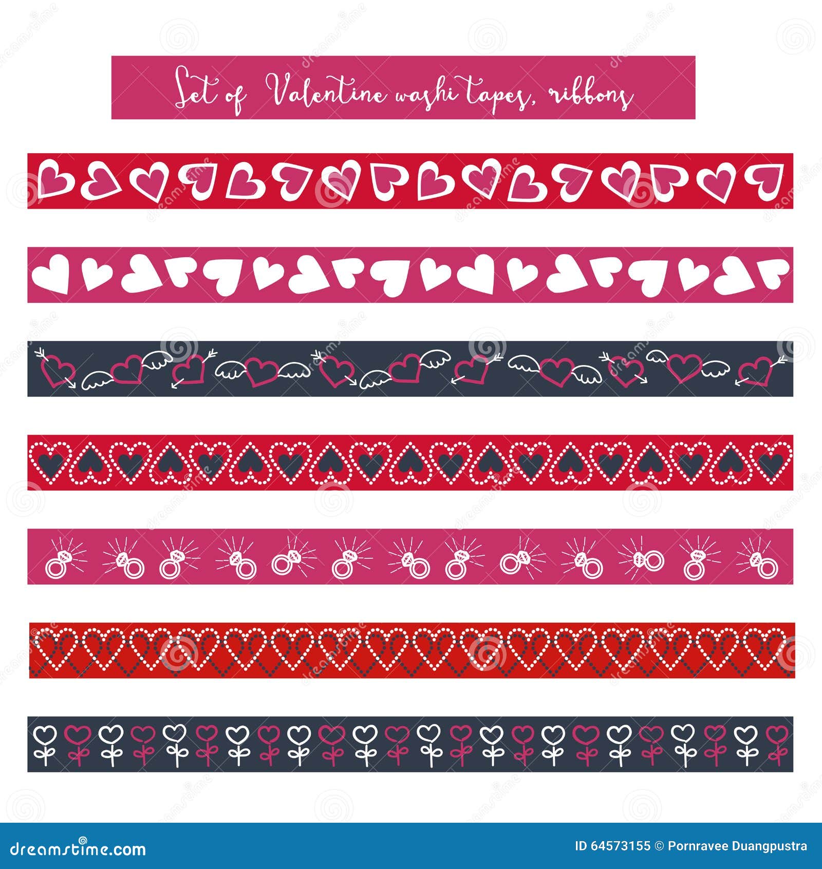 Valentine Scrapbook Washi Tape Ribbon Stock Vector - Illustration of  flower, holiday: 64573155