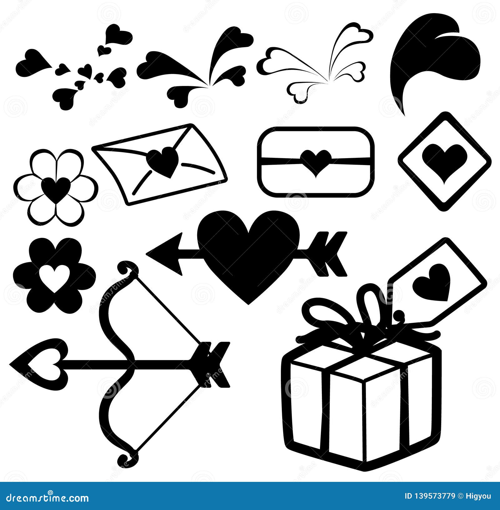 Valentine Stencils Set stock vector. Illustration of white - 139573779