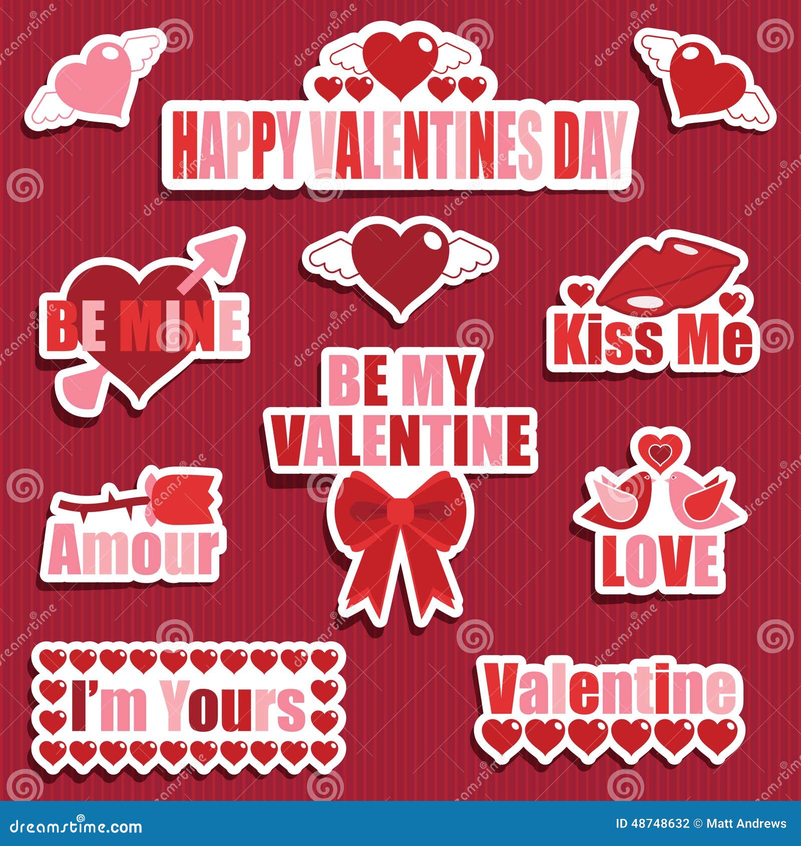 Valentine stickers stock vector. Illustration of type - 48748632