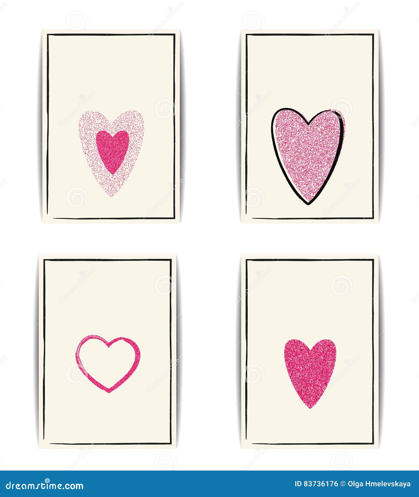 Valentine Template with Pink Glitter Heart and Place for Text Stock