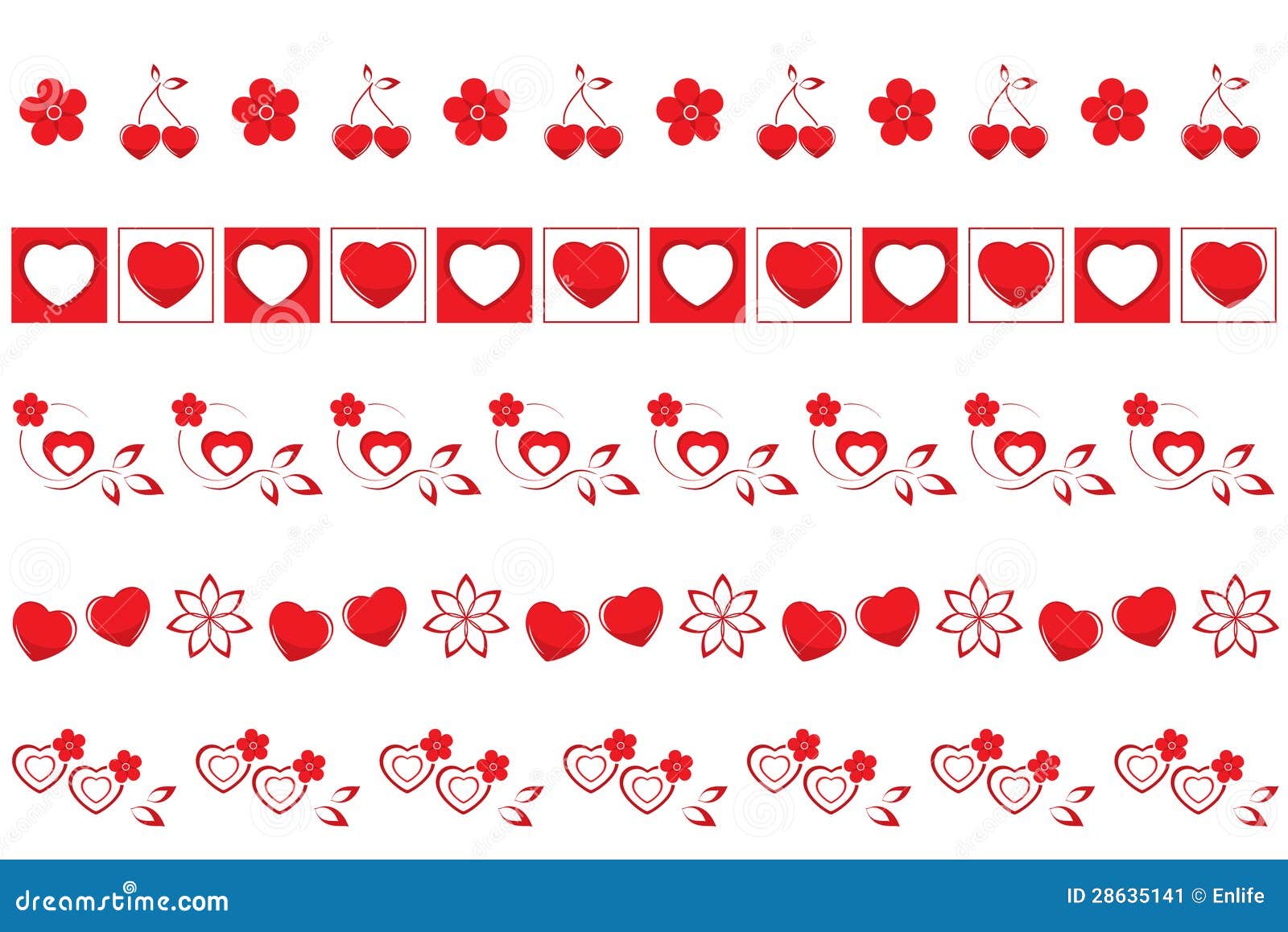 Valentines borders set #2 stock illustration. Illustration of line - 28635141