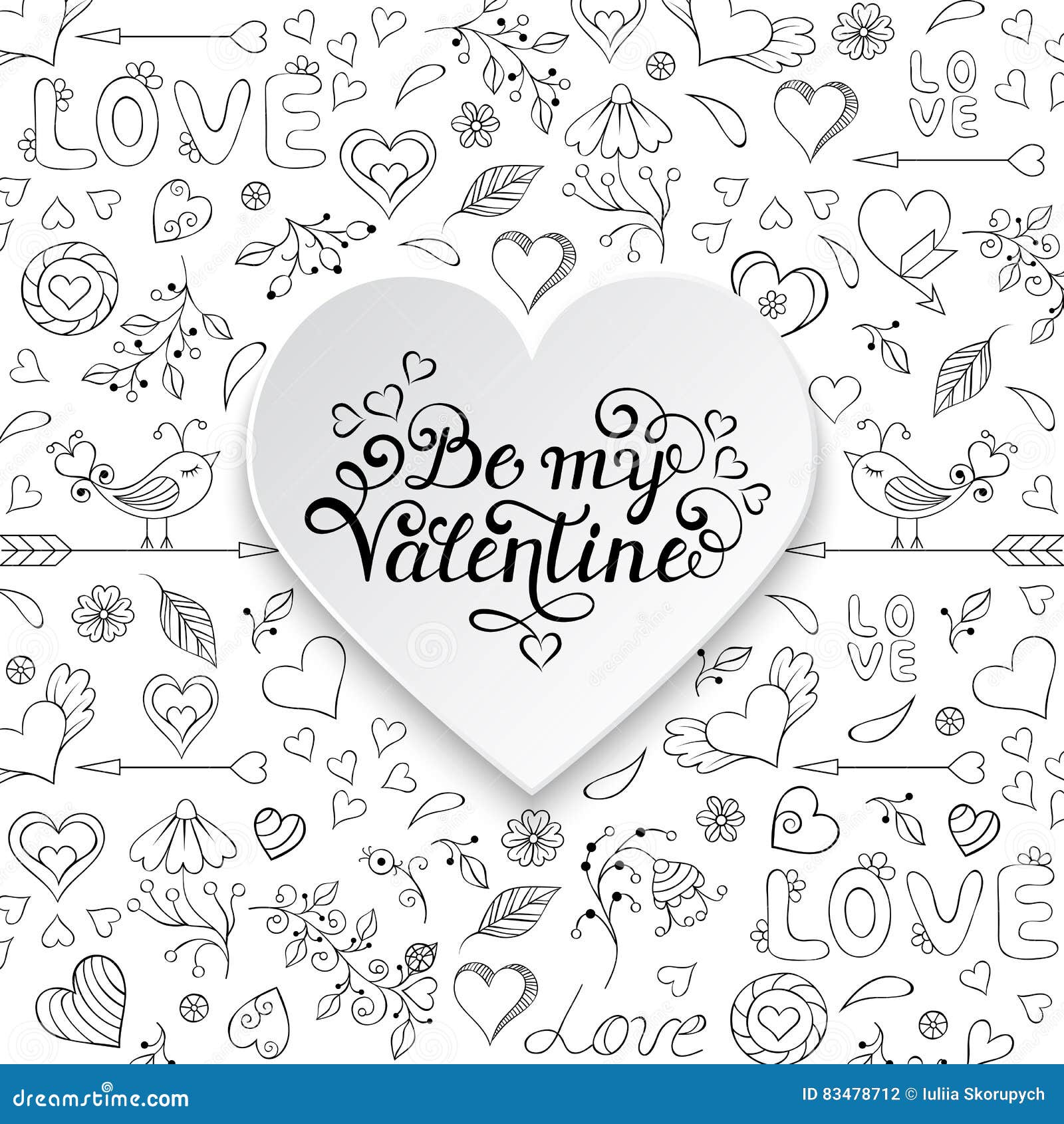 Download Valentines Card With Hearts,birds,flowers Stock Vector ...